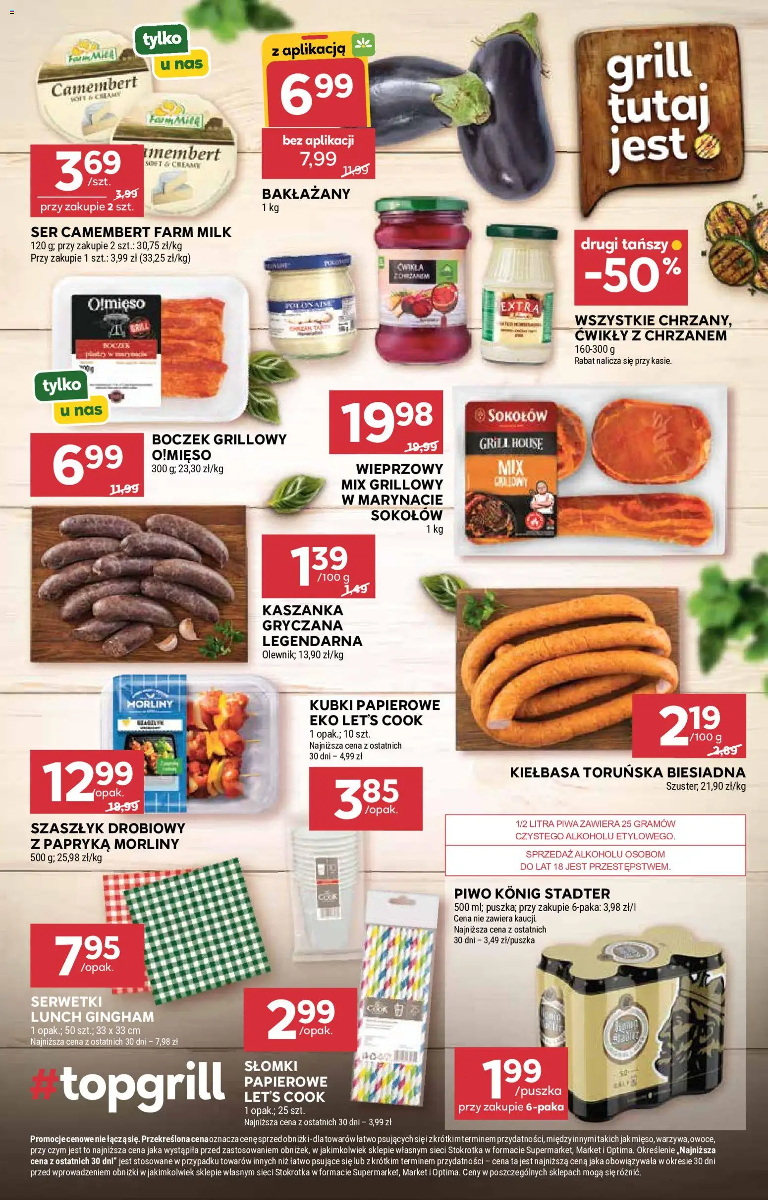 Stokrotka gazetka - Market od 02.07.2026 | Strona: 7 | Produkty: Kiełbasa, Ser camembert, Boczek, Słomki