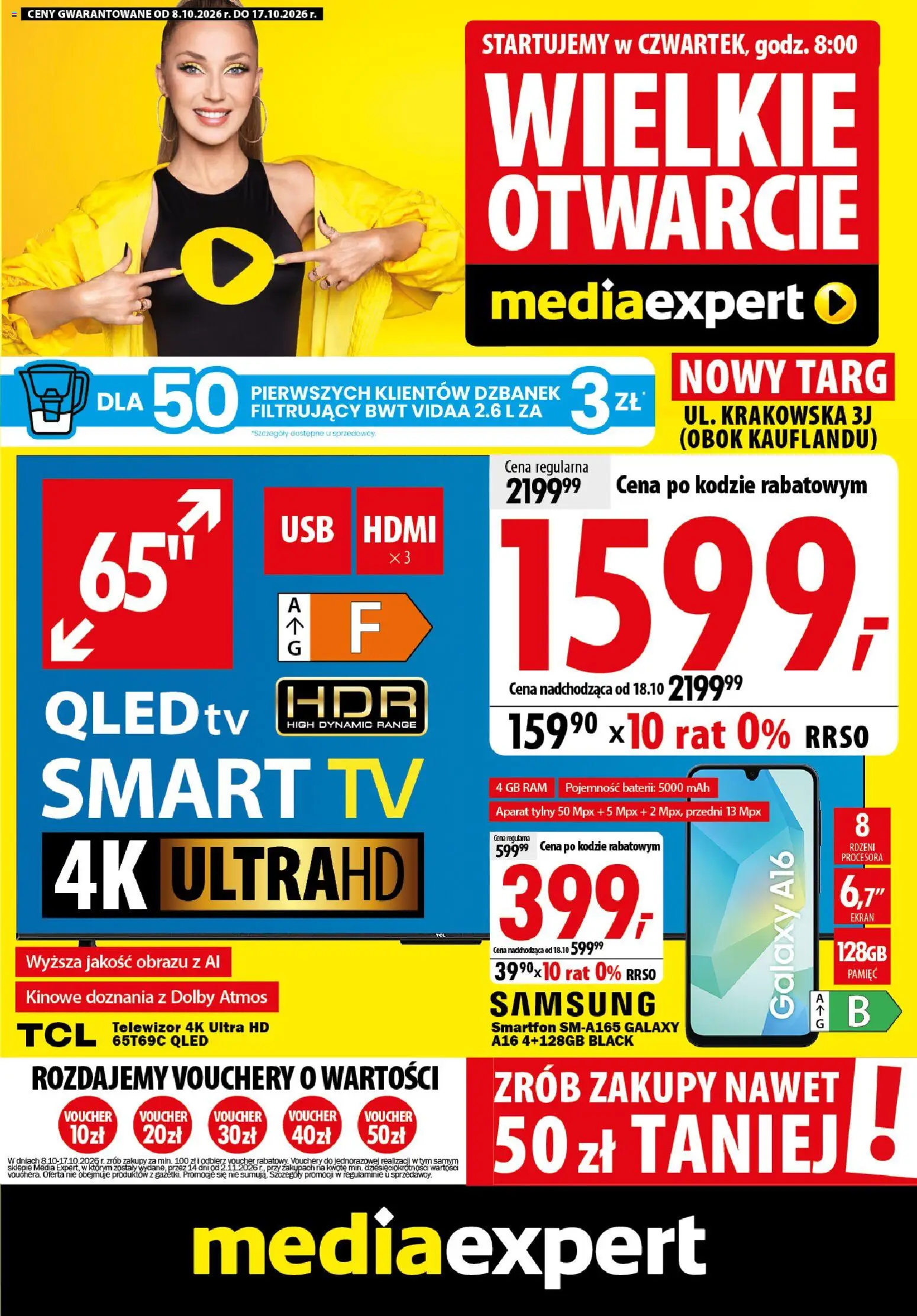Mediaexpert promocje od 08.10.2026 | Strona: 1 | Produkty: Dzbanek, Smartfon, Telewizor