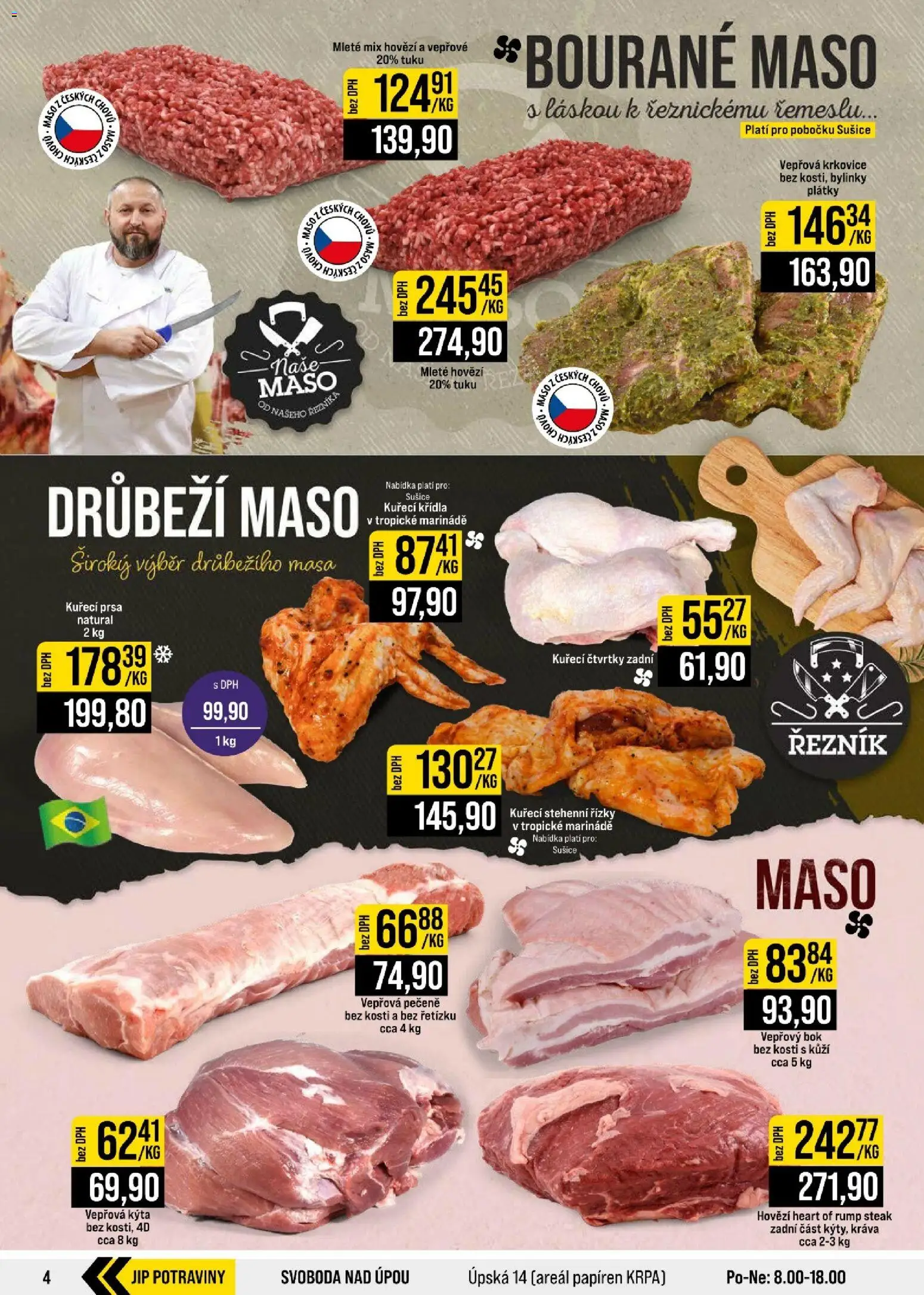 Jip leták - Cash & Carry od 05.08.2026 | Strana: 4 | Produkty: Kuřecí prsa, Vepřová pečeně, Kýta, Vepřová krkovice