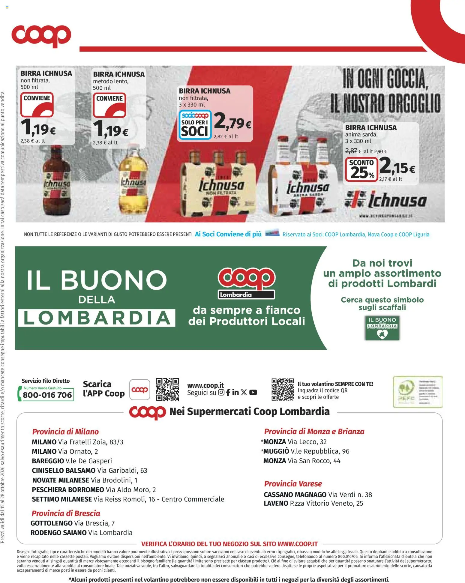 Volantino COOP del 15/10/2026 | Pagina: 22 | Prodotti: Birra, Tè, Data, Birra Ichnusa