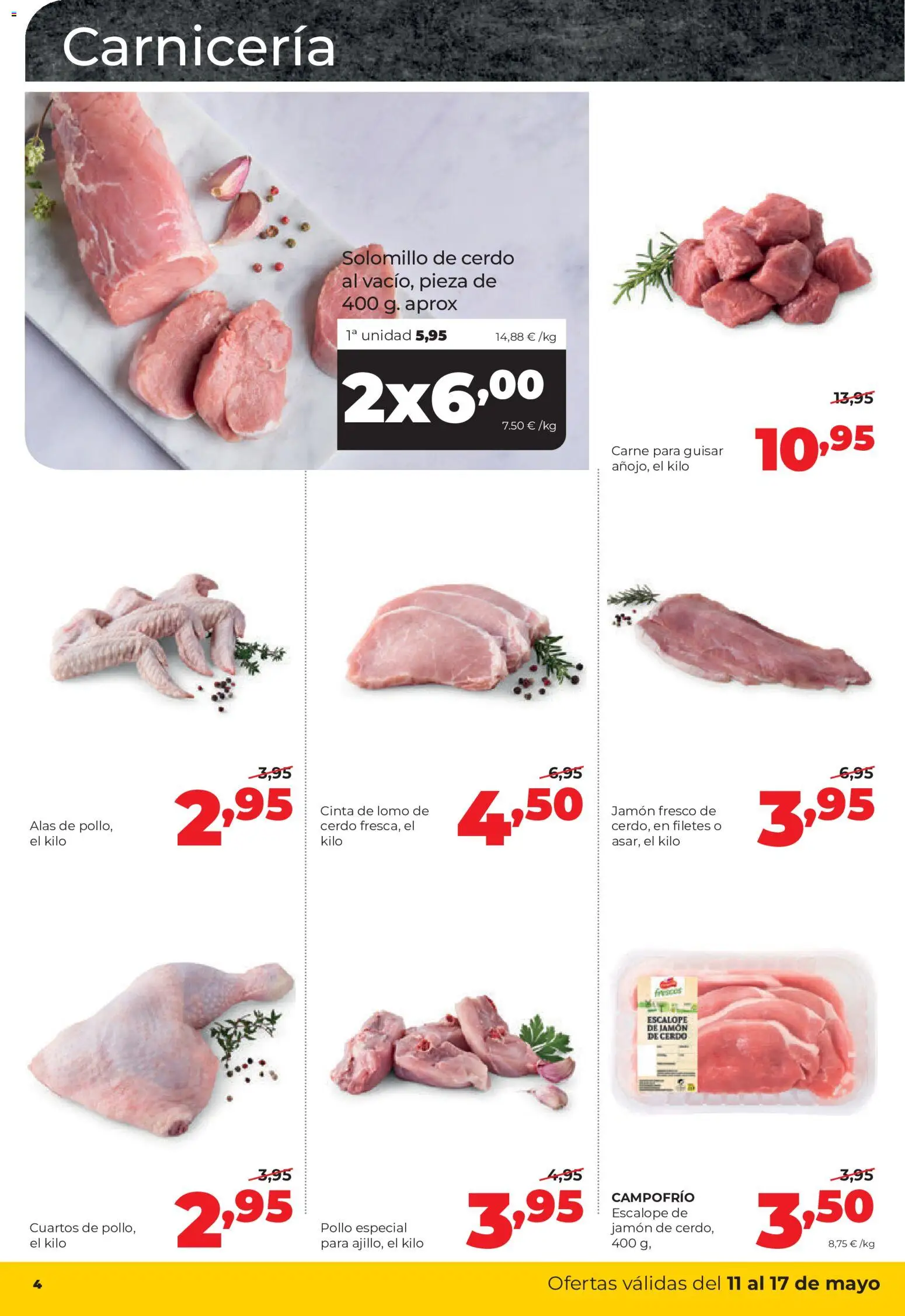 Alimerka folleto Castilla y León │ válido desde el 11.05.2026 | Página: 4 | Productos: Solomillo de cerdo, Jamón, Cerdo