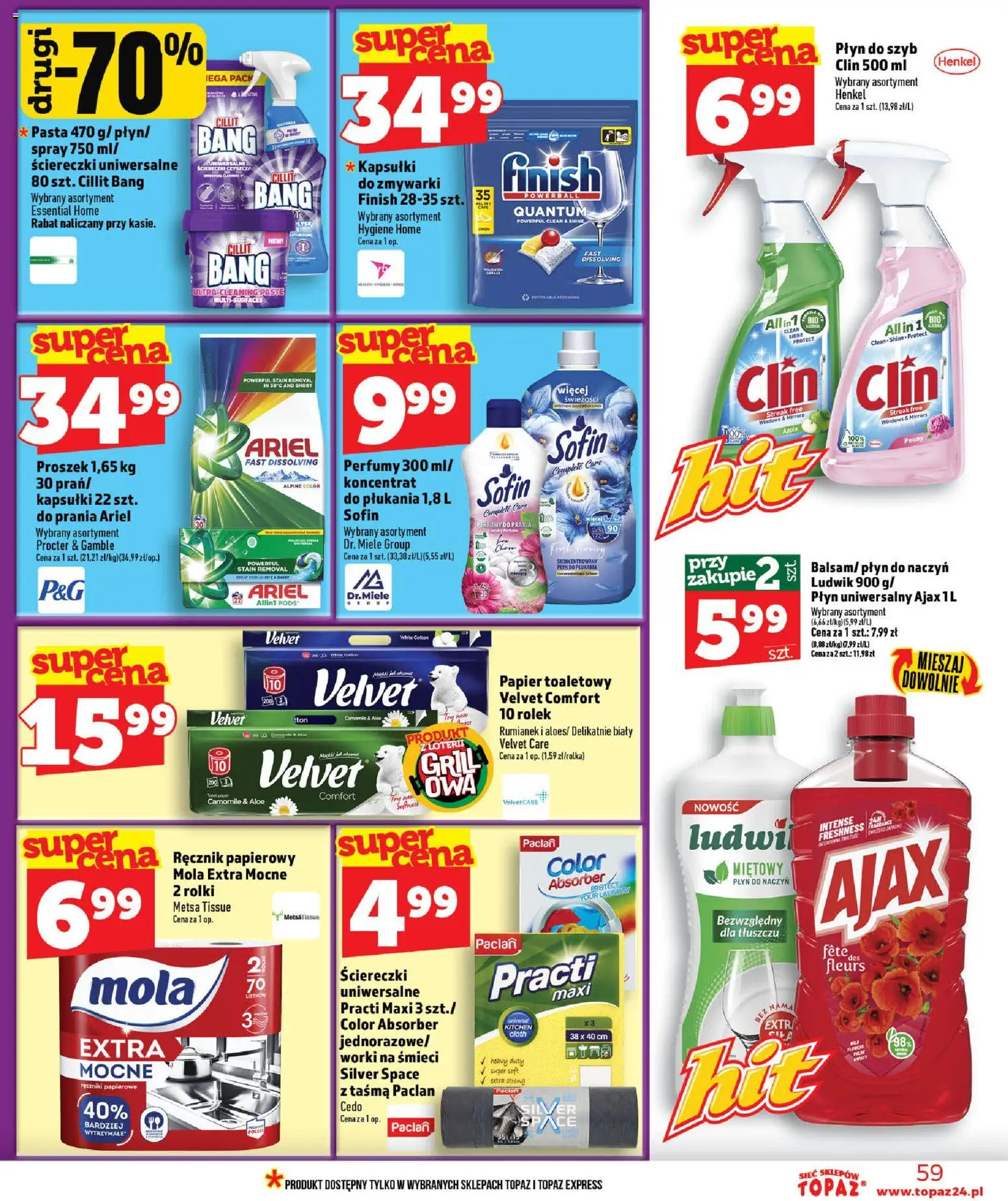 Topaz gazetka - MAZ od 11.06.2026 | Strona: 59 | Produkty: Papier toaletowy, Grill, Kapsułki finish, Ręcznik papierowy