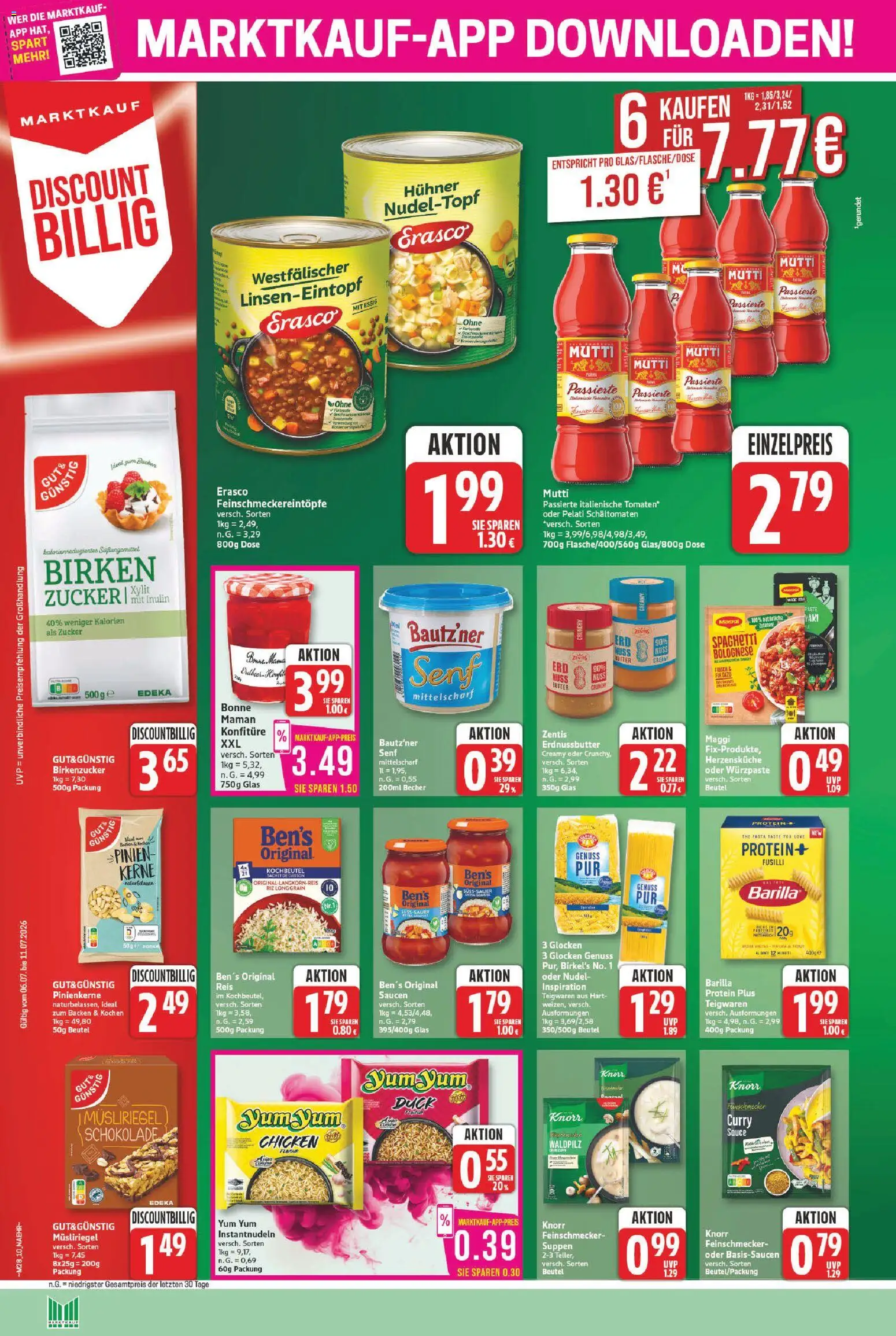 Marktkauf Prospekt – gültig ab 06.07.2026 | Seite: 10 | Produkte: Barilla, Schokolade, Erasco, Bonne maman