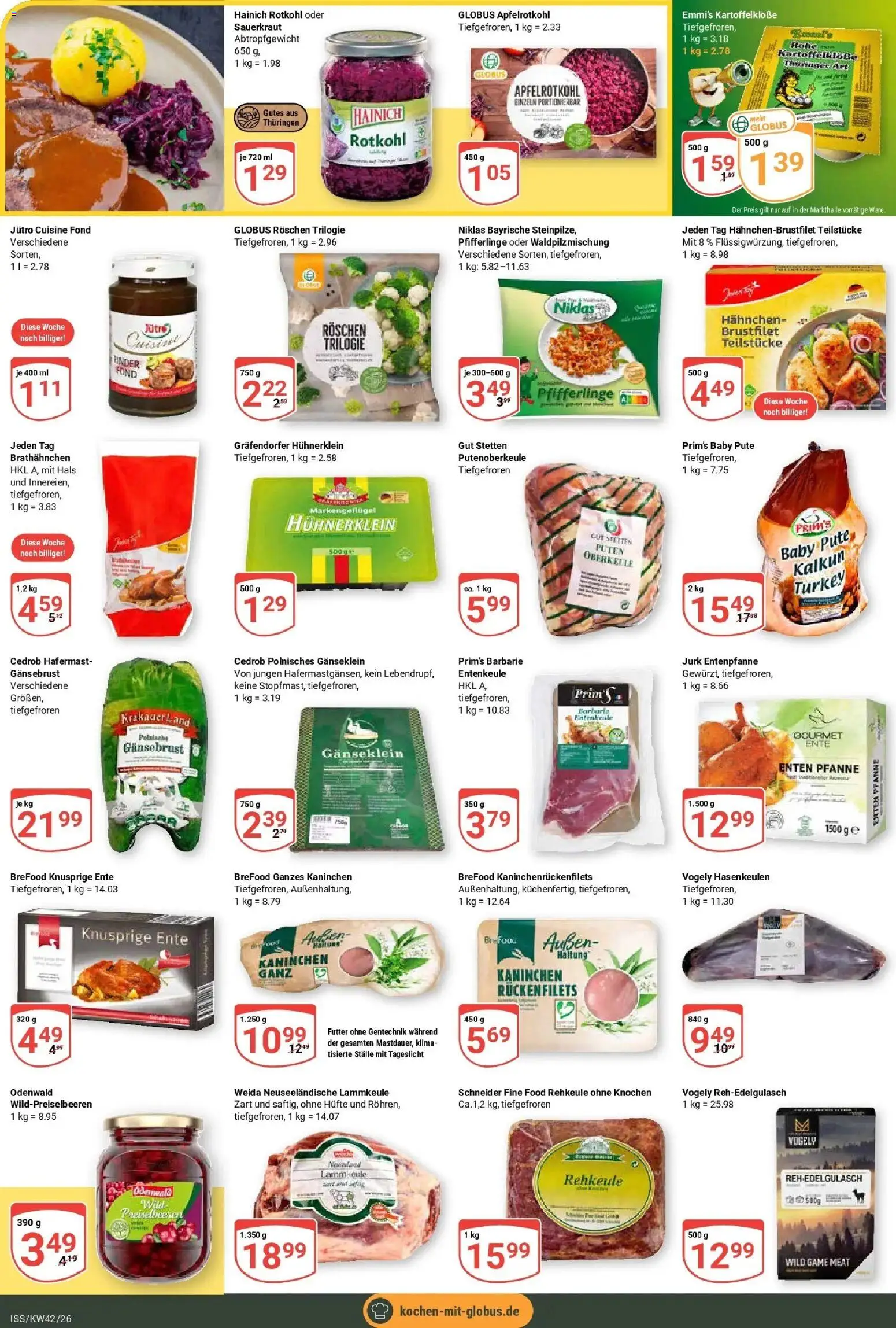 Globus Prospekt Isserstedt (ab 12.10.2026) » Angebote online | Seite: 11 | Produkte: Lammkeule, Hahnchen, Rotkohl, Ente
