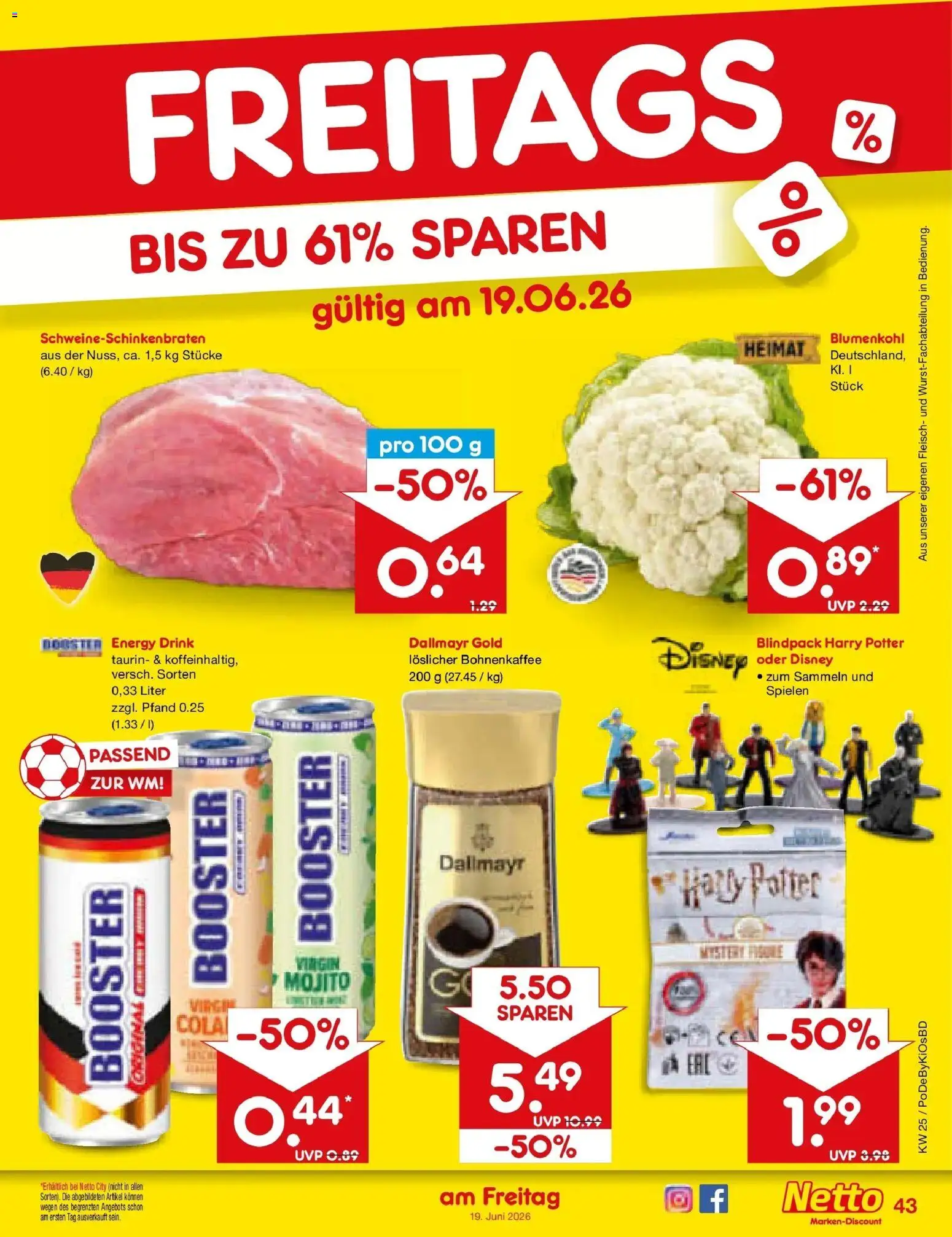 Netto Marken-Discount Prospekt Mistelbach – gültig ab 15.06.2026 | Seite: 55 | Produkte: Cola, Energy, Dallmayr, Blumenkohl