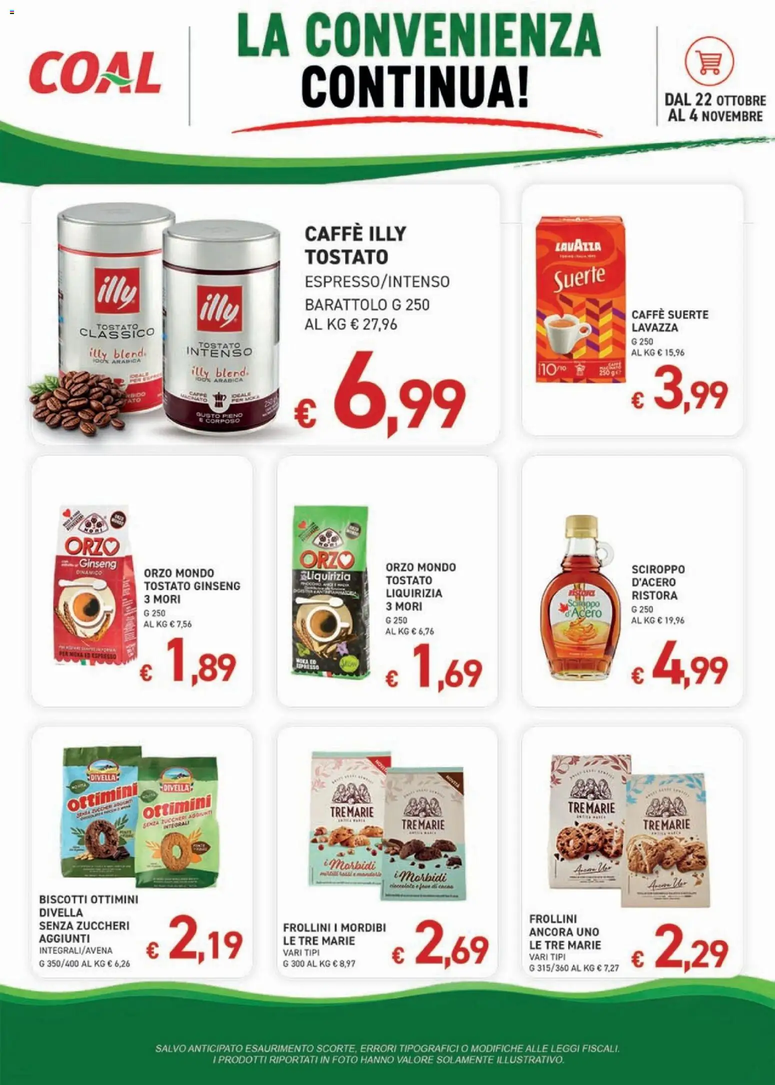 Volantino Coal del 22/10/2026 | Pagina: 5 | Prodotti: Divella, Biscotti, Lavazza, Frollini