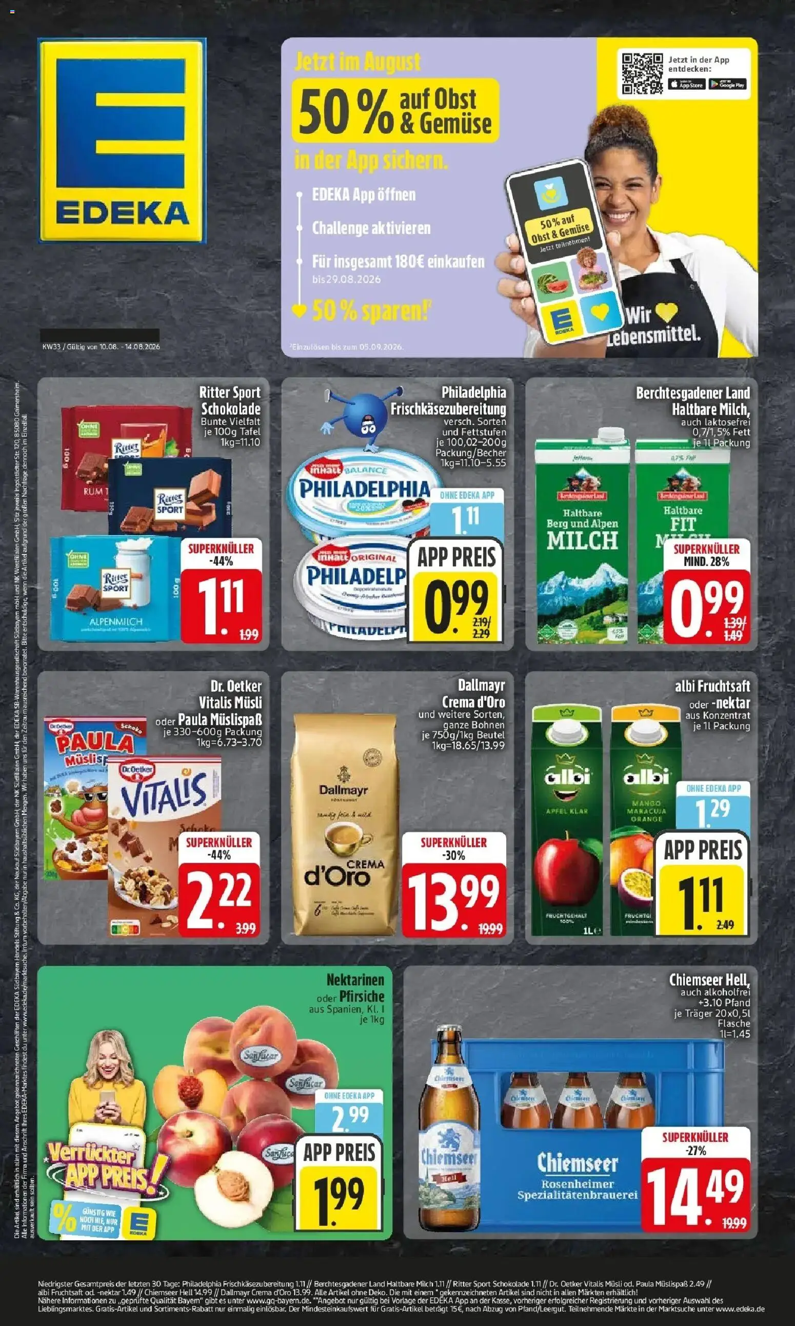 Edeka Prospekt Monheim (ab 10.08.2026) » Angebote Online | Seite: 1 | Produkte: Musli, Nektarinen, Ritter sport, Fruchtsaft