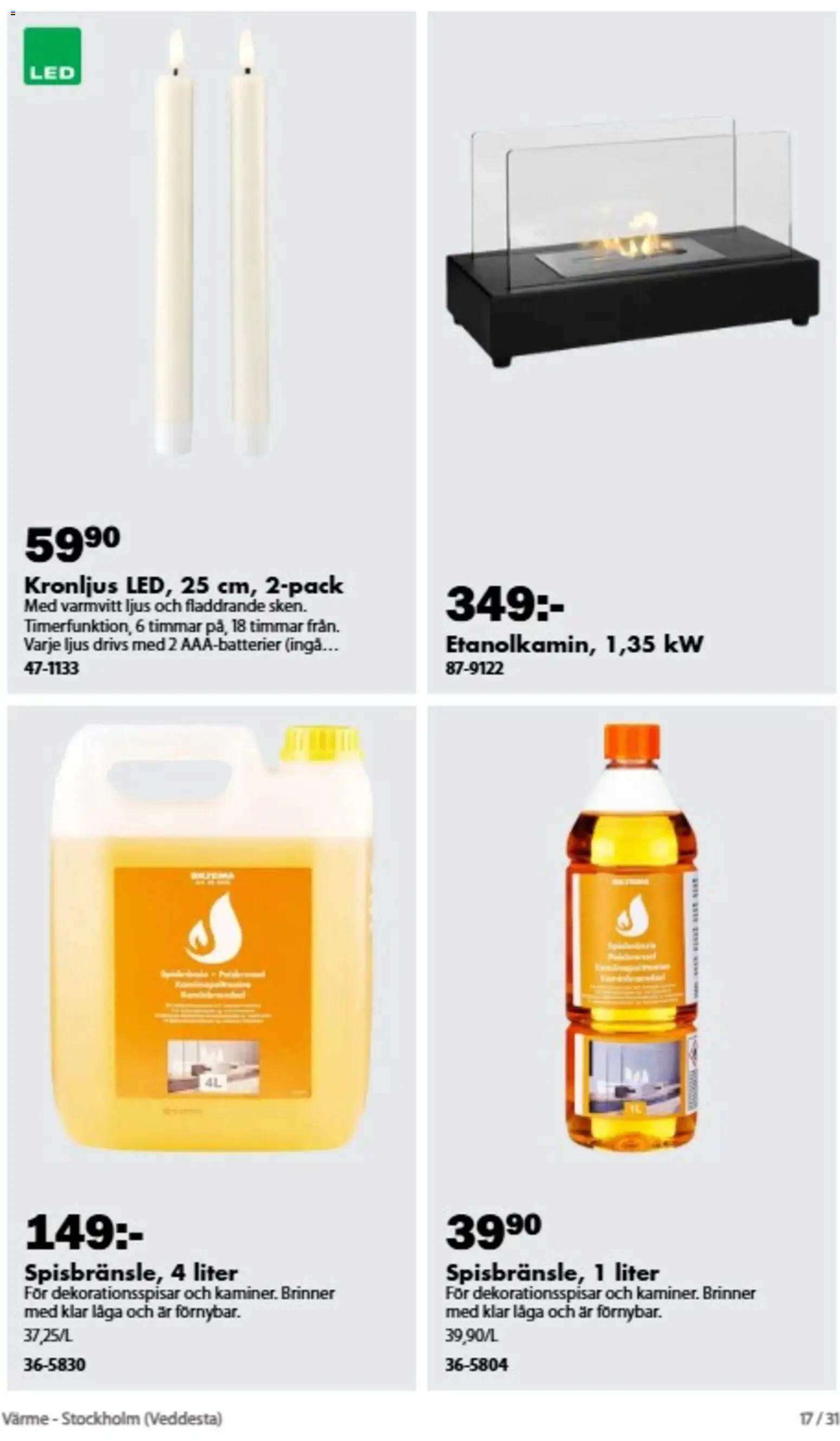 Biltema reklamblad aktuell från 23/10/2026 | Sida: 17 | Produkter: Ljus