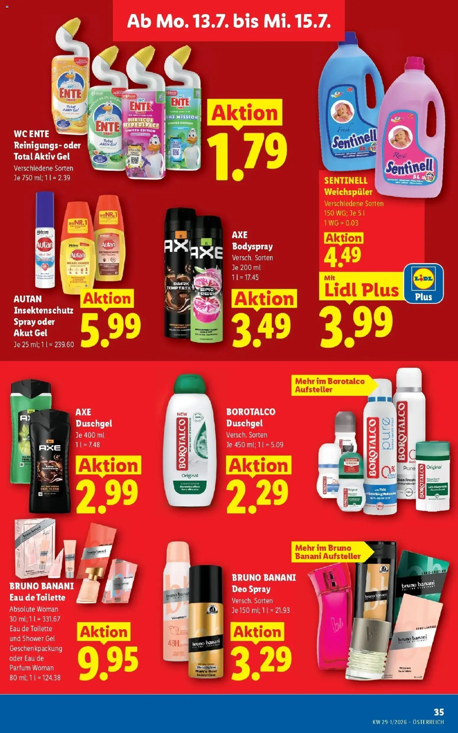 Lidl Flugblatt - Wien, Langenzersdorf, Zwettl gültig ab 09.07.2026 | Seite: 44 | Produkte: Eau de Toilette, Duschgel, Deodorant, Weichspüler