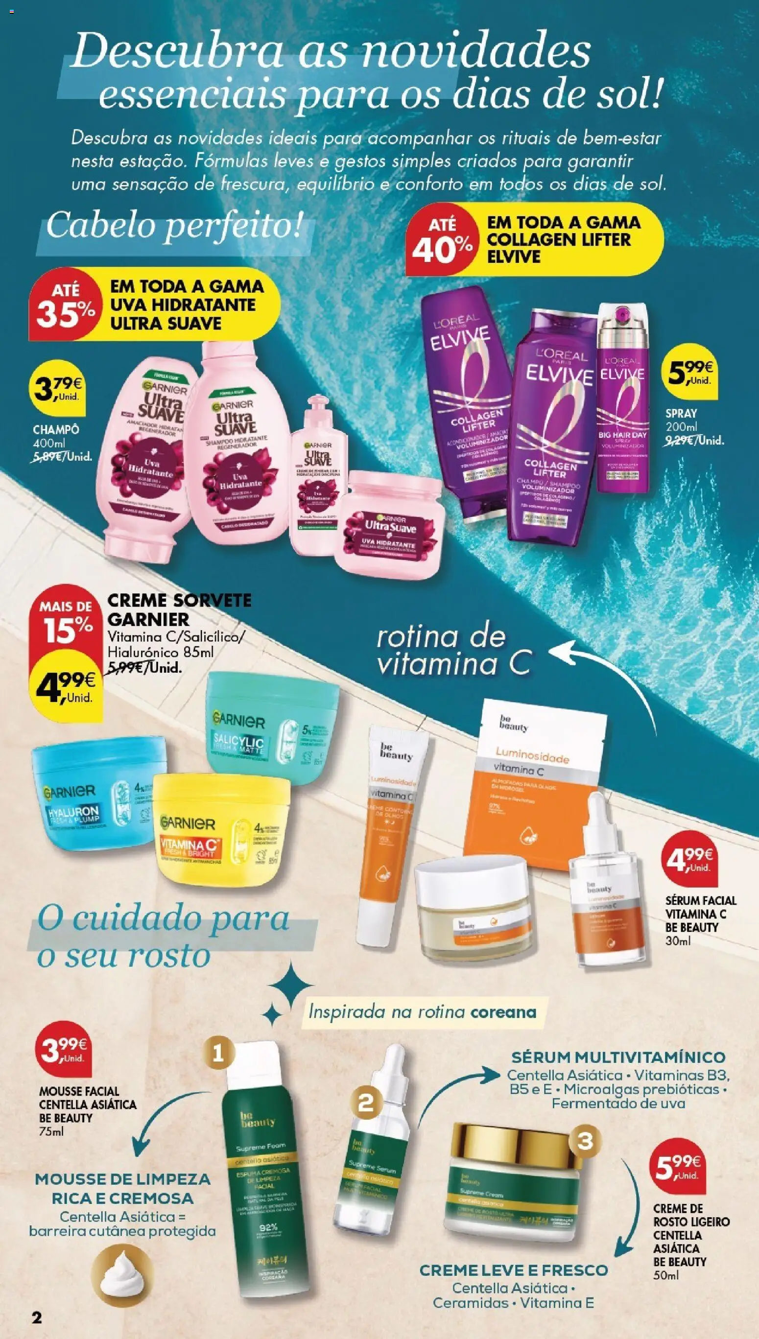 Pingo Doce folheto Especial Beleza │ válido de 21/07/2026 | Página: 2 | Produtos: Shampoo, Vitamina c, Creme, Sorvete
