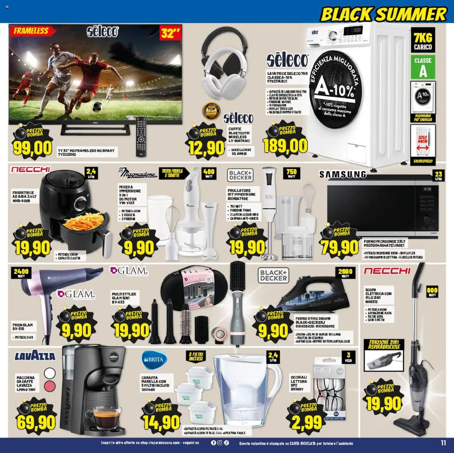 Volantino RisparmioCasa del 17.06.2026 | Pagina: 11 | Prodotti: Caraffa, Acqua, Scopa, Lavazza