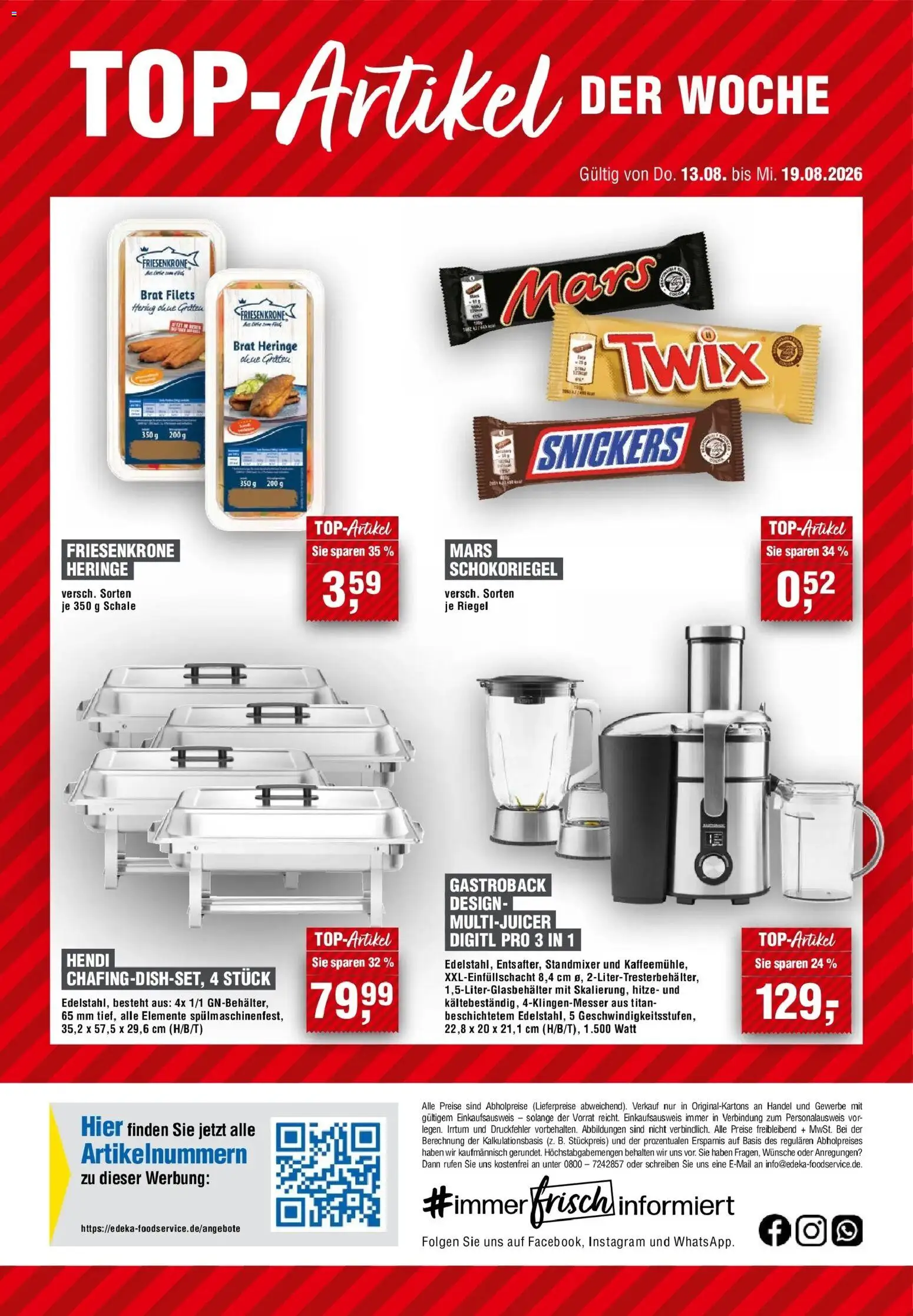 Edeka Prospekt Offenburg – gültig ab 13.08.2026 | Seite: 20 | Produkte: Hering, Snickers, Mars, Twix