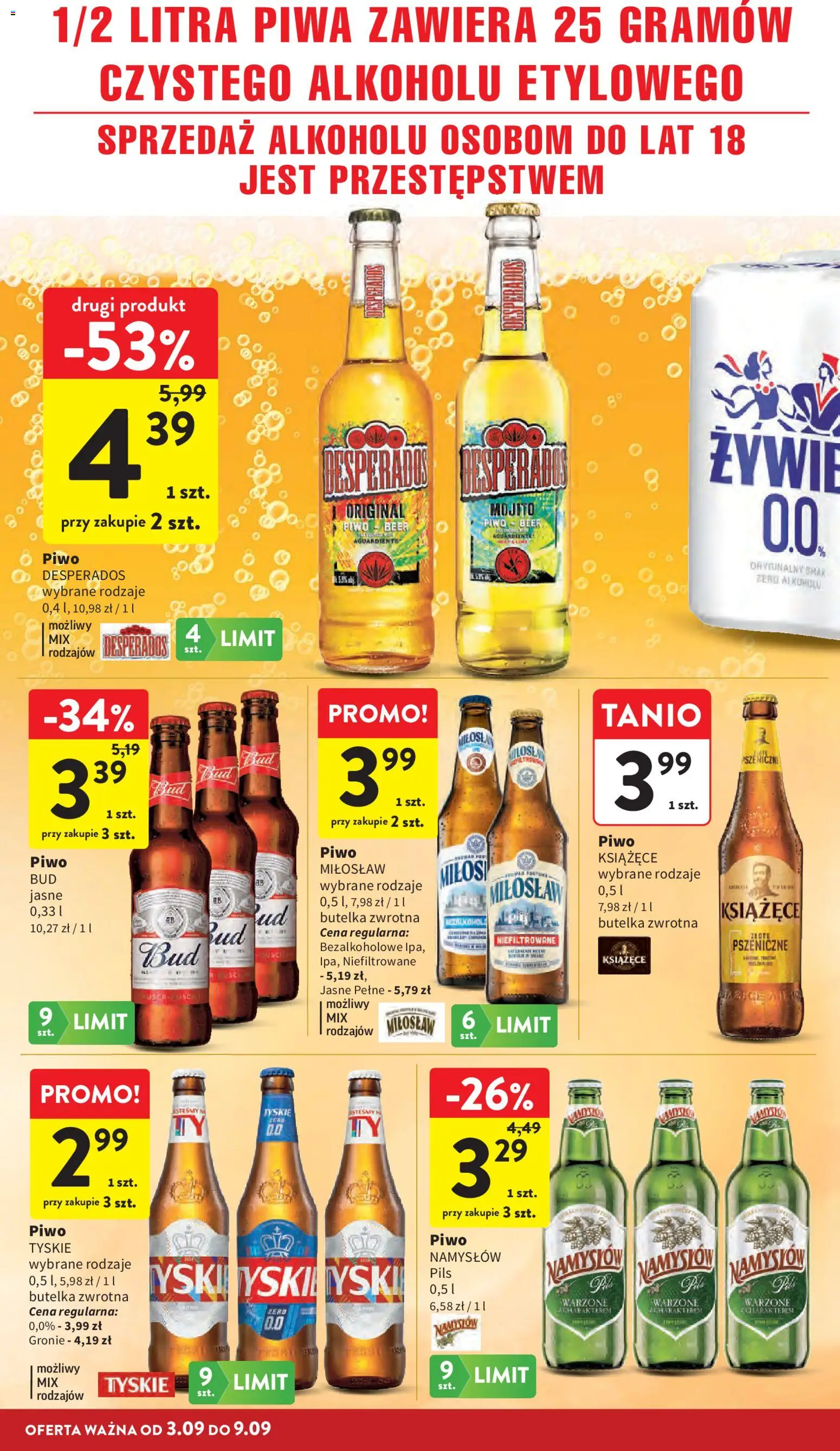Intermarche gazetka od 03.09.2026 | Strona: 32 | Produkty: Piwo tyskie, Piwo Desperados, Tyskie, Piwo