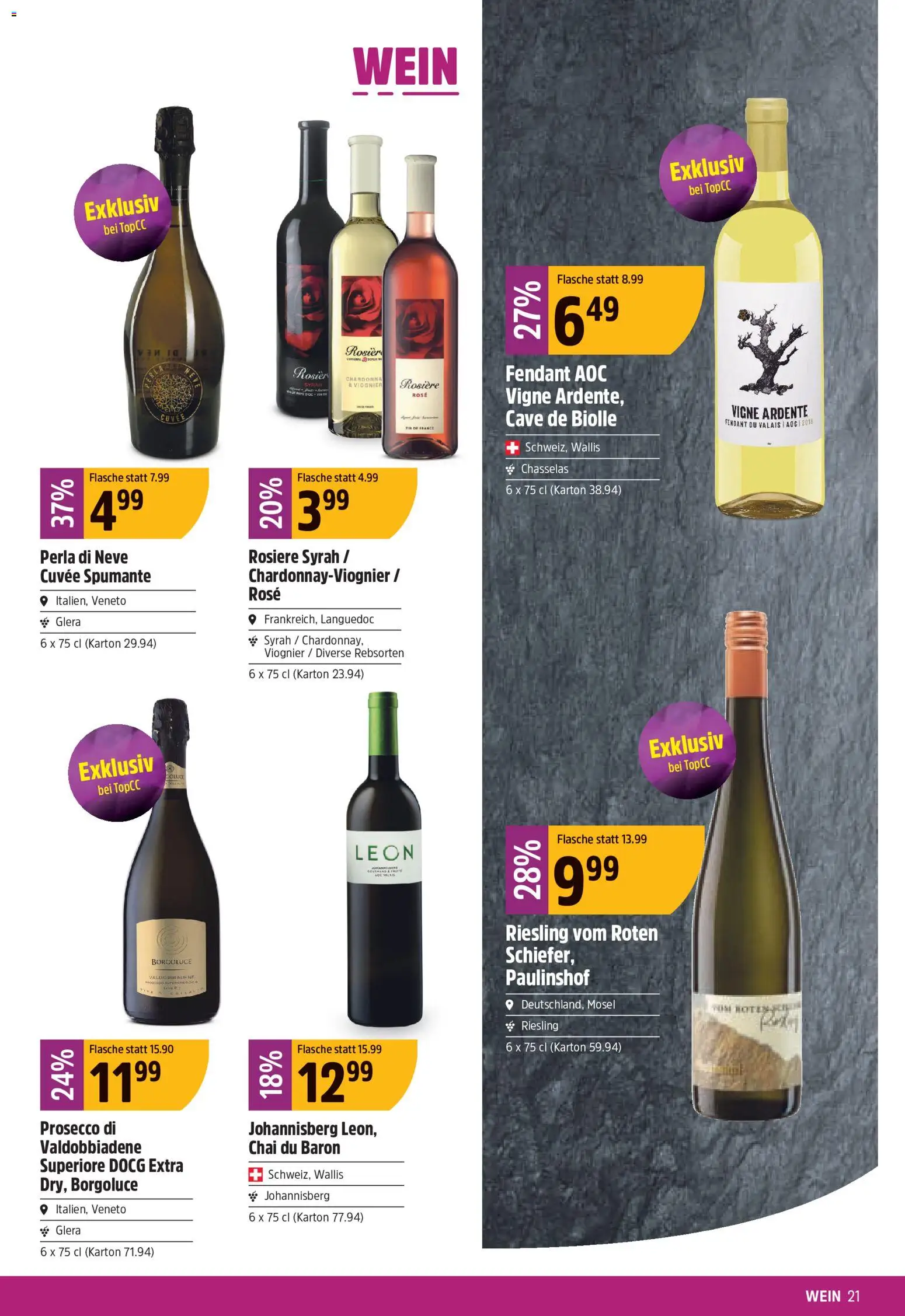 TopCC aktionen – gültig ab 24.08.2026 | Seite: 21 | Produkte: Wein, Prosecco