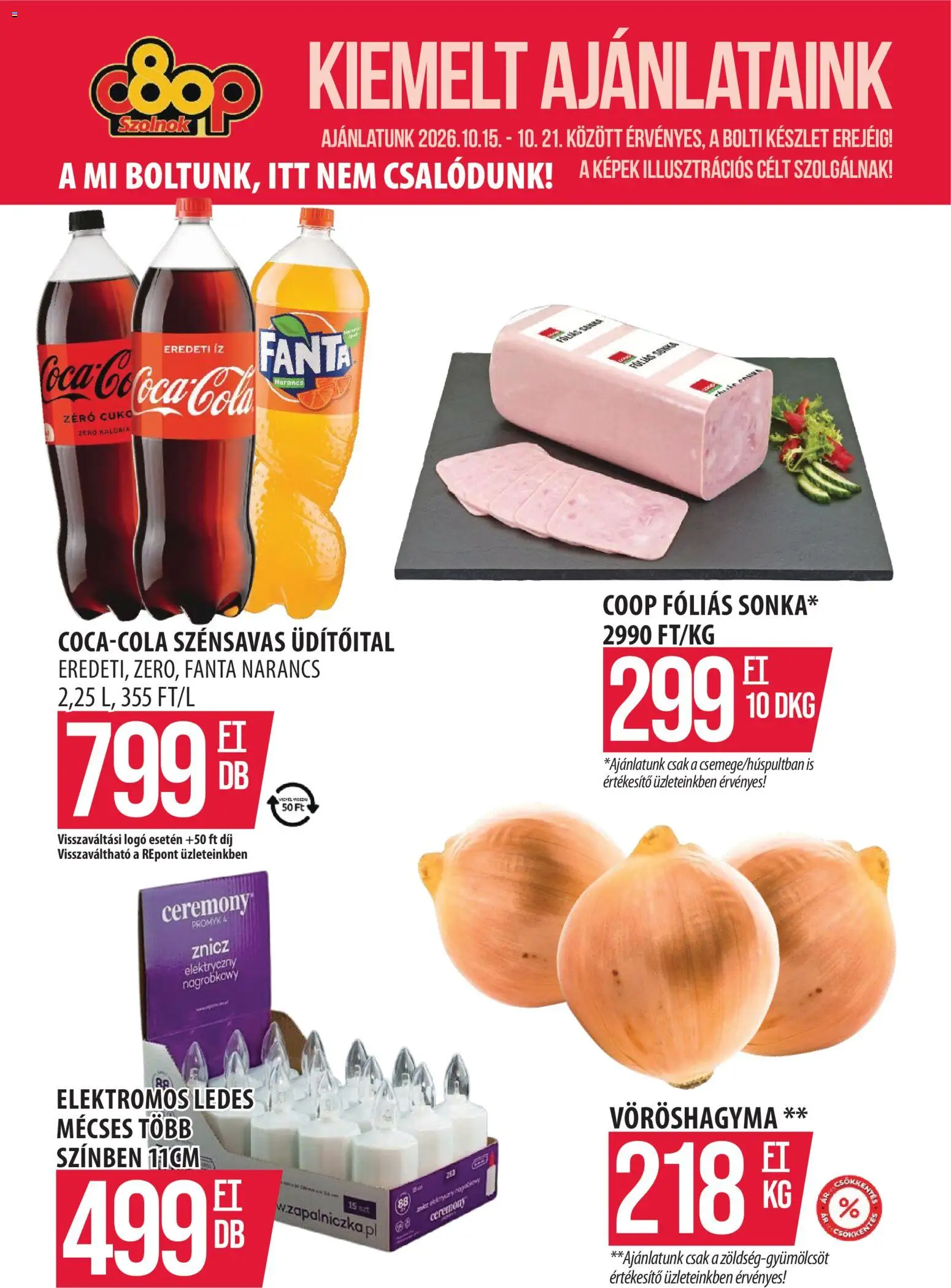 COOP Szolnok akciós ujság - amely érvényes a következő dátumtól: 2026.10.15. | Oldal: 1 | Termékek: Vöröshagyma, Narancs, Mécses, Só