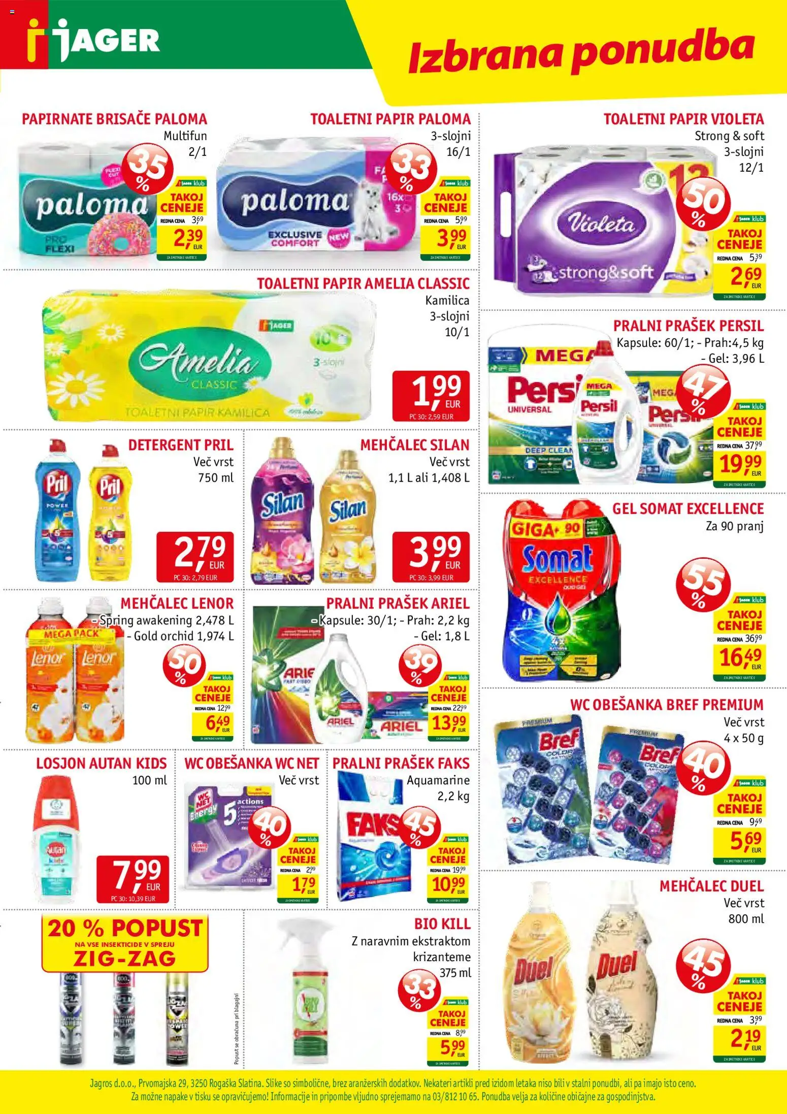 Novi Jager katalog ponudbe – veljaven od 05.08.2026 | Stran: 15 | Izdelki: Pralni prašek, Toaletni papir, Papirnate brisače, Detergent