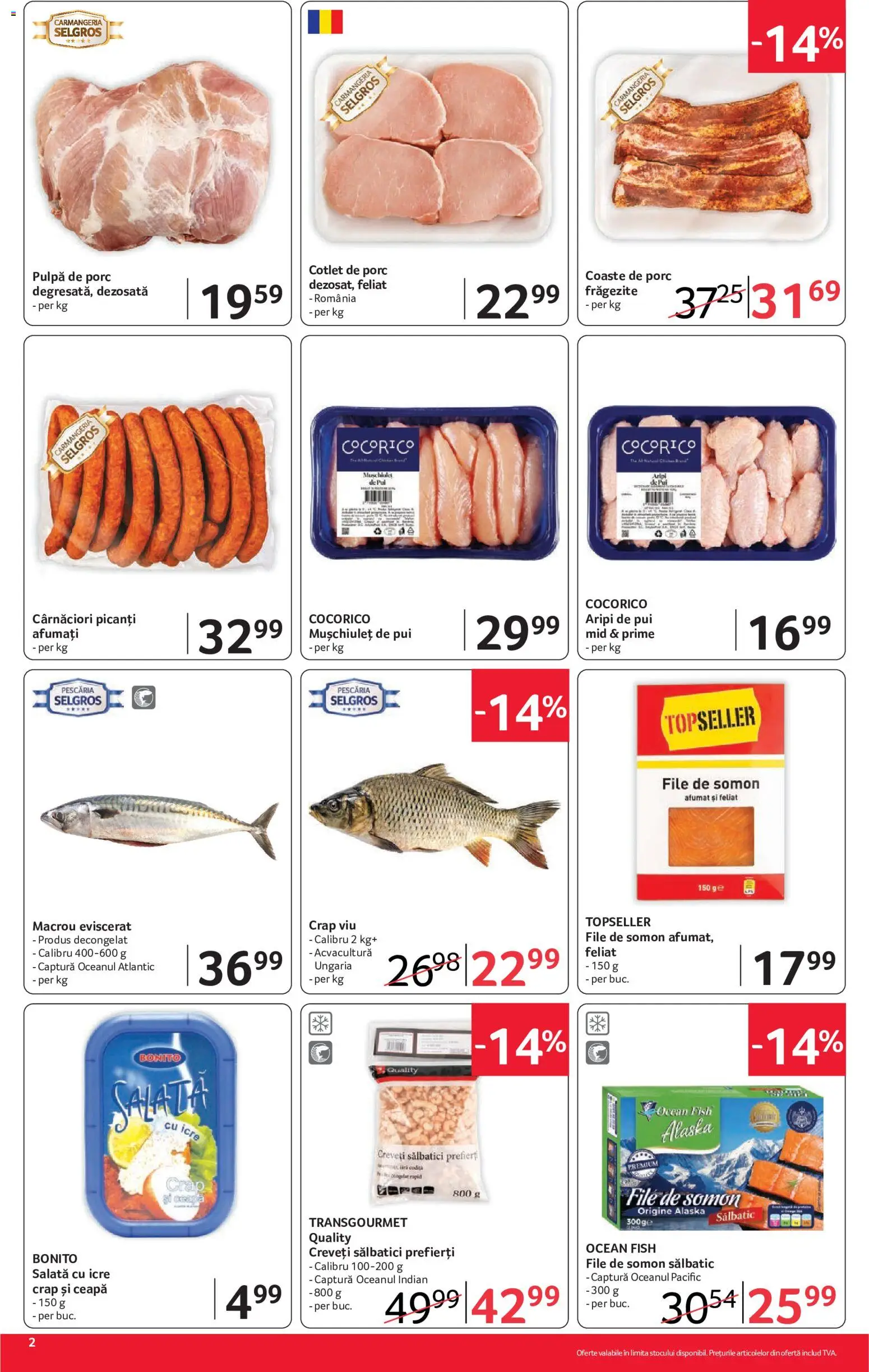 Noul catalog Selgros – valabil de la 02.10.2026 | Pagină: 2 | Produse: Cotlet, Somon, Bonito, Salată