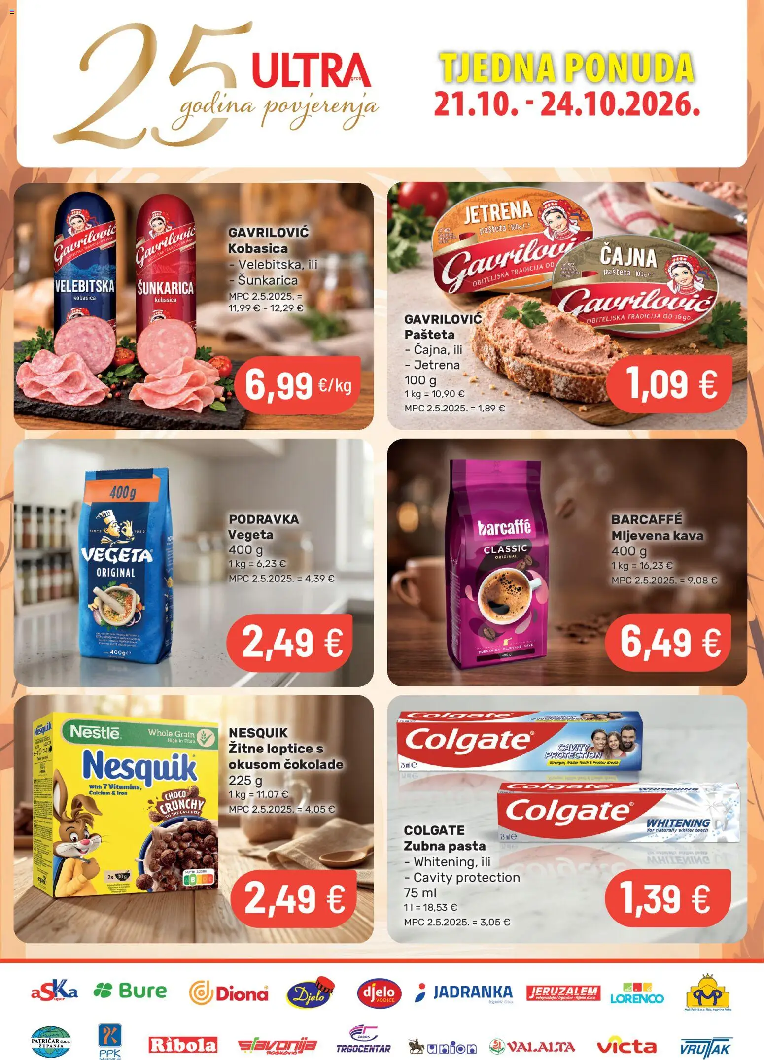 Ultra Gros katalog | vrijedi od 21.10.2026 | Stranica: 1 | Proizvodi: Mljevena kava, Podravka, Pašteta, Pasta