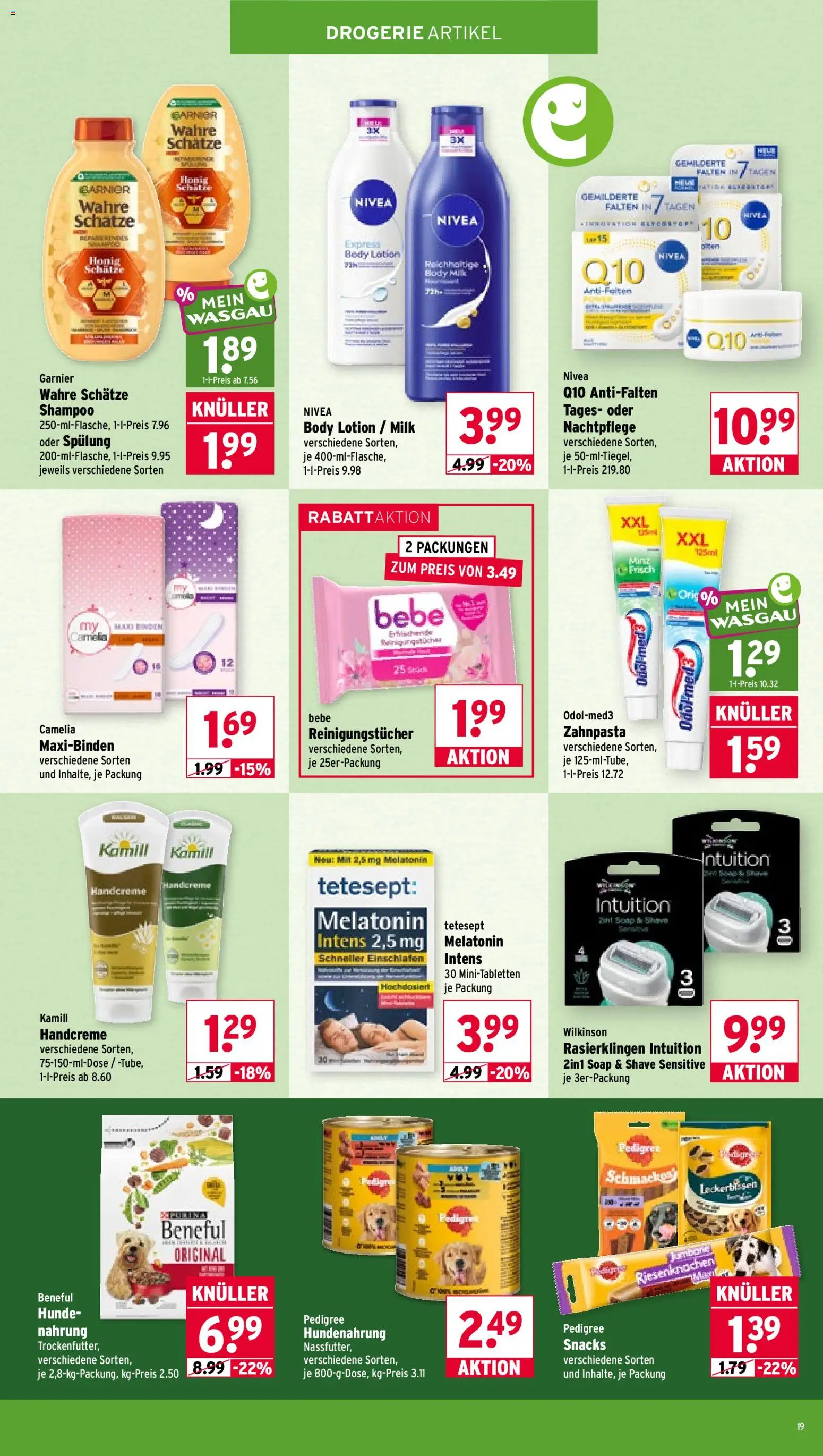 Wasgau Prospekt – gültig ab 19.10.2026 | Seite: 19 | Produkte: Shampoo, Zahnpasta, Body Lotion, Pedigree