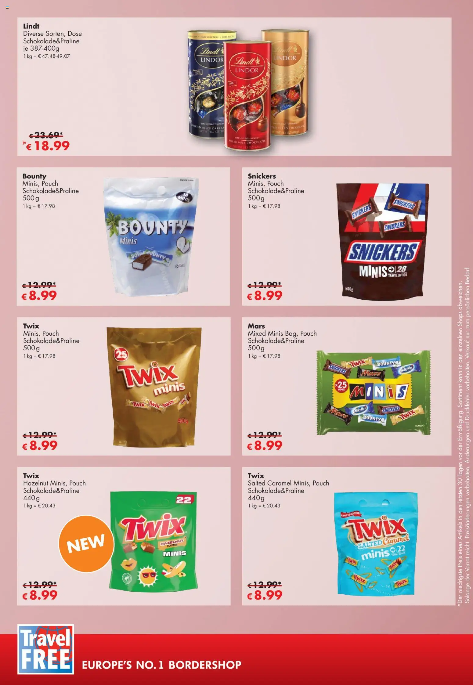 Travel Free Angebote – gültig ab 01.05.2026 | Seite: 2 | Produkte: Snickers, Mars, Twix, Lindt
