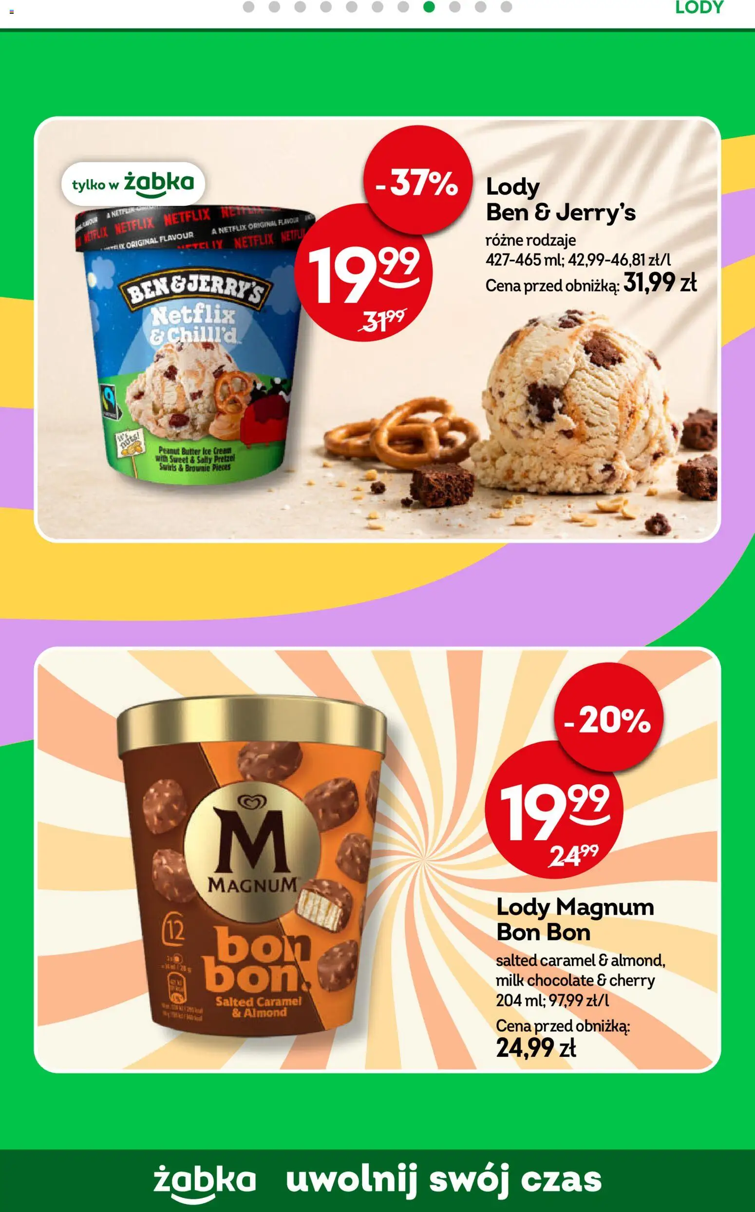 Żabka gazetka od 29.07.2026 | Strona: 55 | Produkty: Lody Ben & Jerry’s, Brownie, Lody Magnum, Lody
