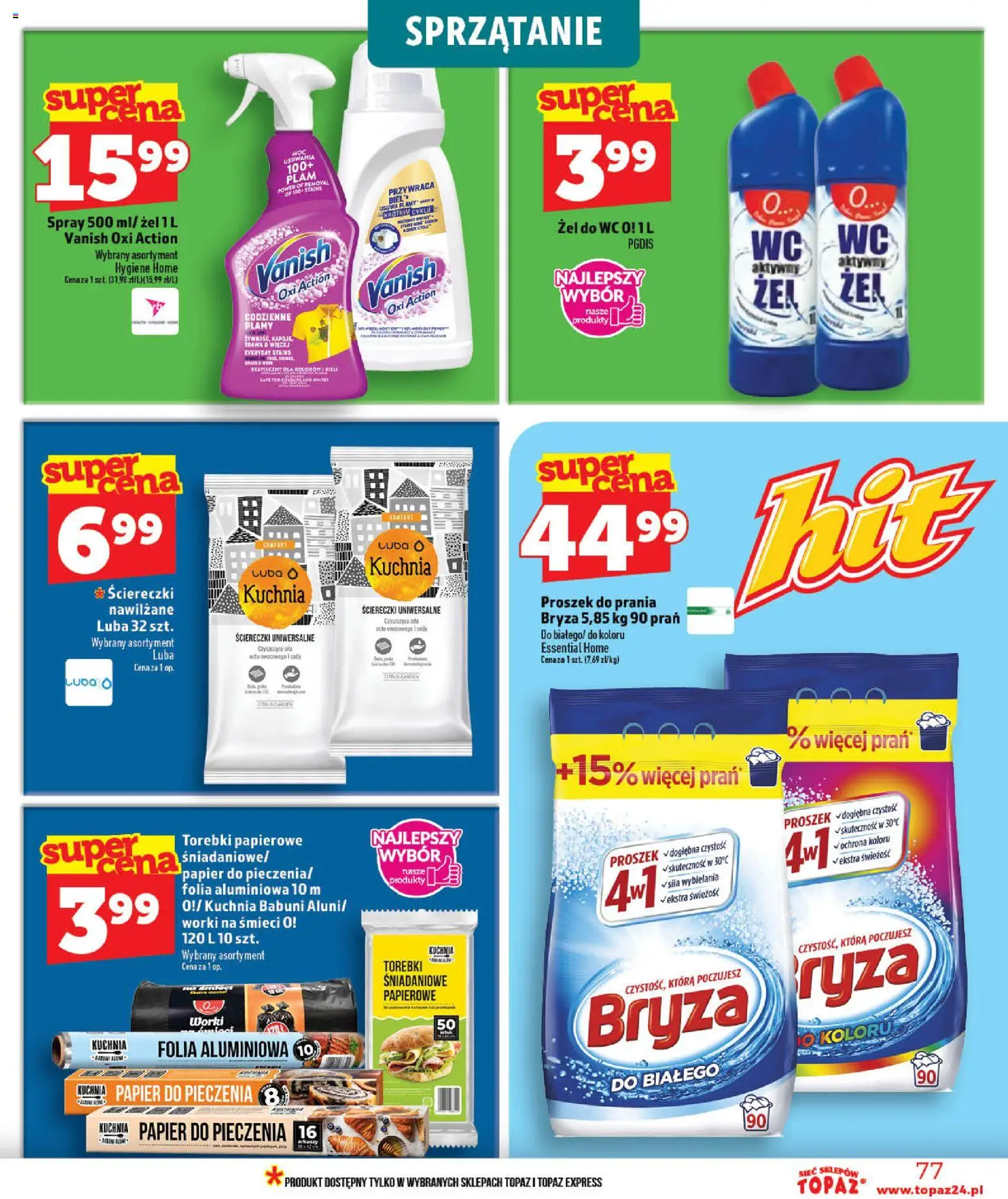Topaz gazetka od 03.06.2026 | Strona: 77 | Produkty: Papier do pieczenia, Por, Proszek do prania, Torebki