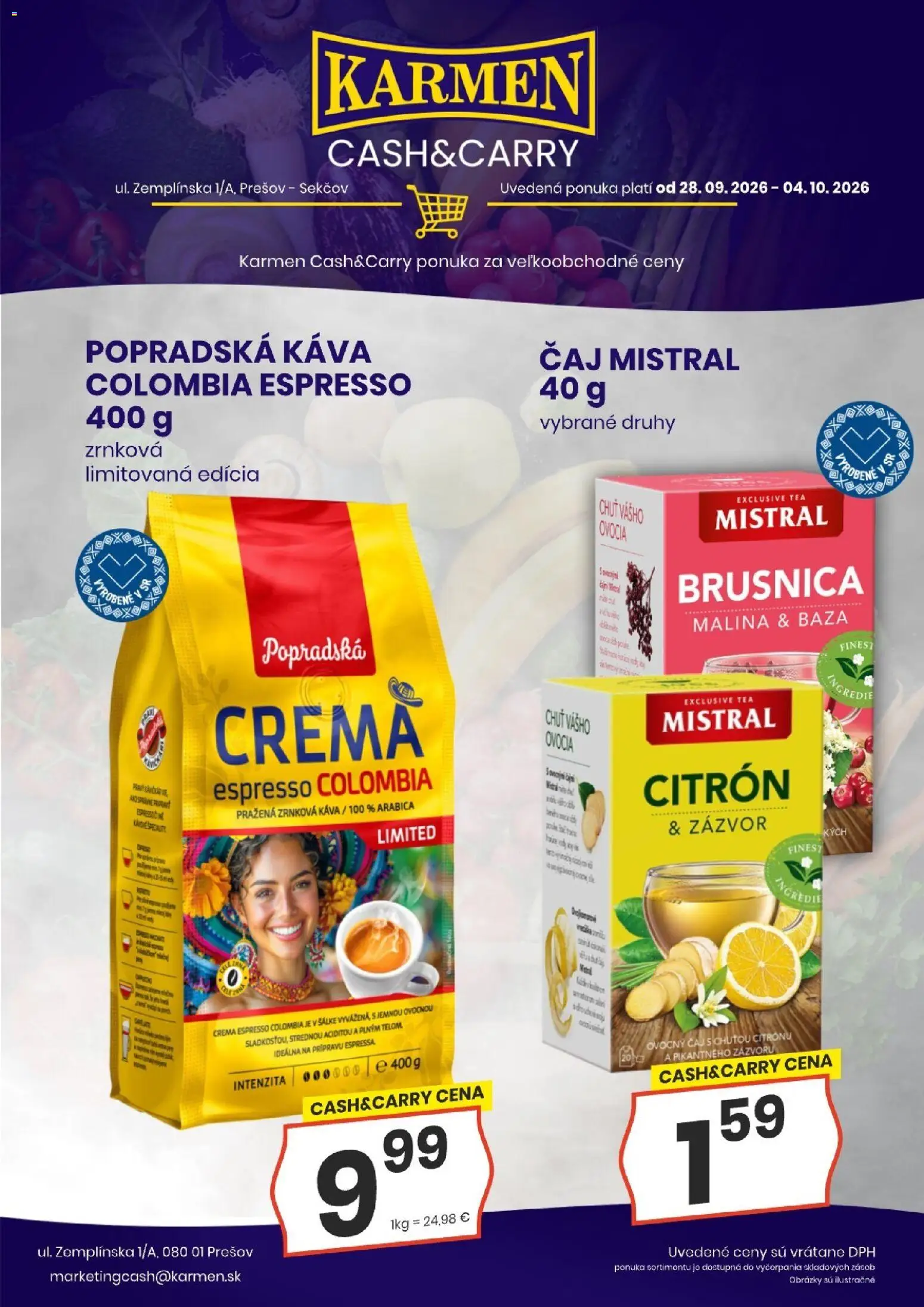 Nové KARMEN CBA akcie – leták je platný od 28.09.2026 | Strana: 5 | Produkty: Káva, Popradská káva, Čaj, Zrnková káva
