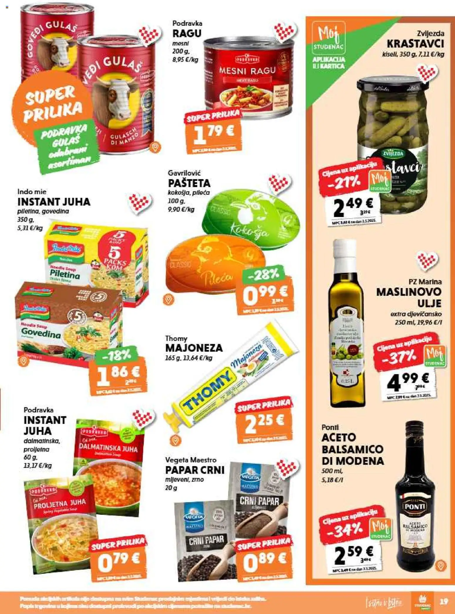Studenac katalog | vrijedi od 12.08.2026 | Stranica: 19 | Proizvodi: Maslinovo ulje, Piletina, Govedina, Juha