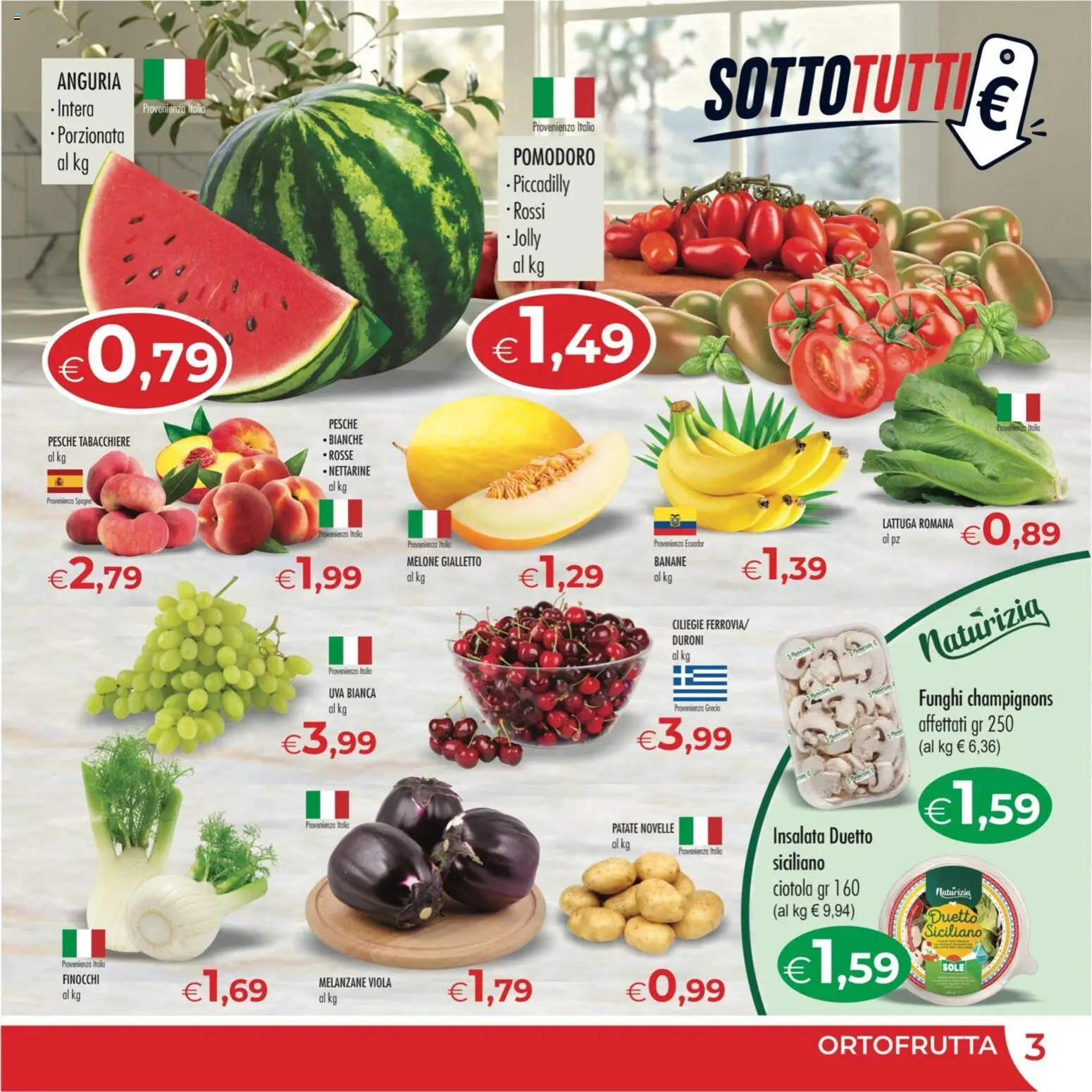 Volantino MerSi Supermercati del 01/07/2026 | Pagina: 3 | Prodotti: Patate, Anguria, Melone, Finocchi