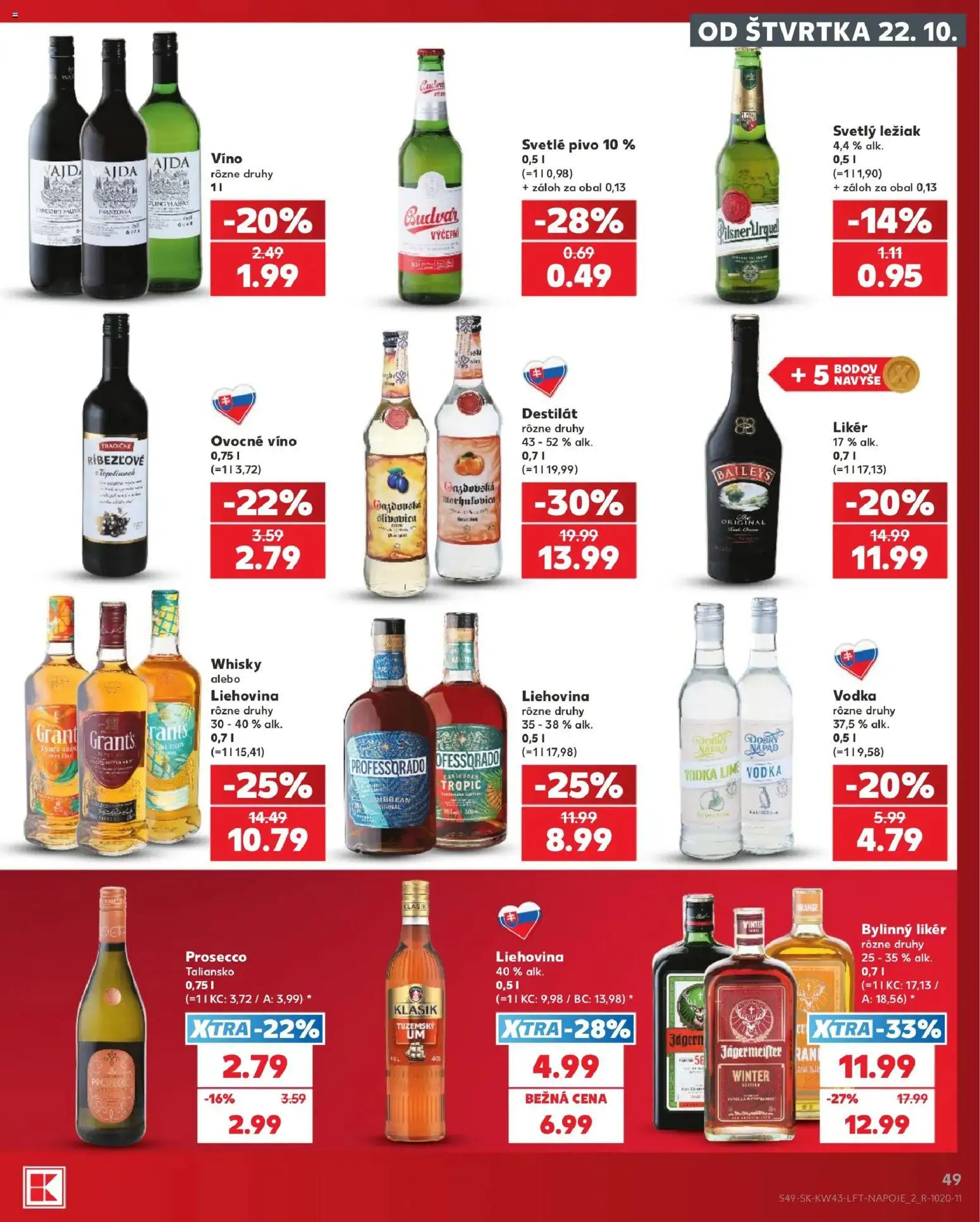 Nové Kaufland akcie – leták je platný od 22.10.2026 | Strana: 49 | Produkty: Jägermeister, Víno, Vodka, Bylinný likér