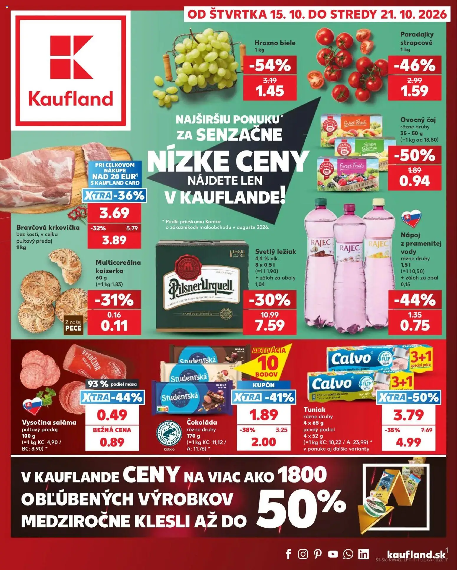 Kaufland SK akciós ujság - amely érvényes a következő dátumtól: 2026.10.15. | Oldal: 1 | Termékek: Kakaó
