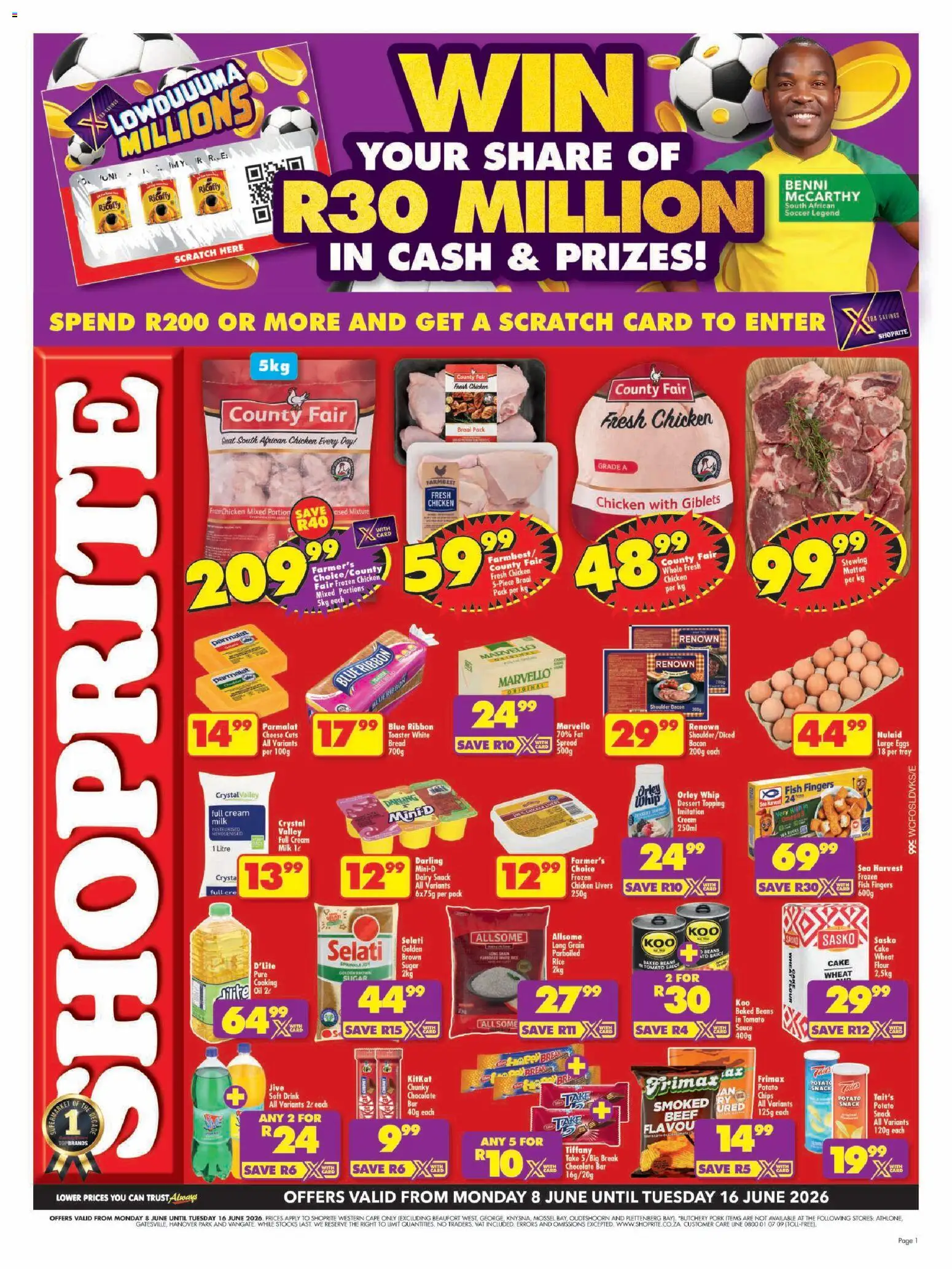 New Shoprite catalogue – valid from 08.06.2026 | Page: 1 | Products: Yogurt, Bread, Rice, Chips