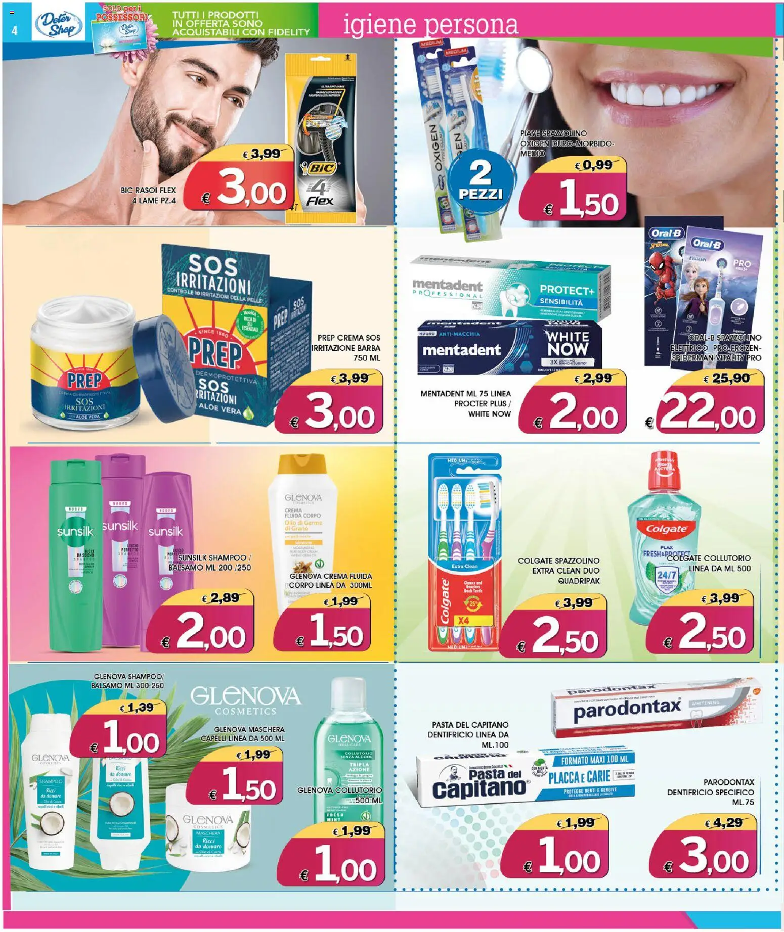 Volantino Deter Shop del 01/09/2026 | Pagina: 4 | Prodotti: Dentifricio, Collutorio, Olio, Pasta