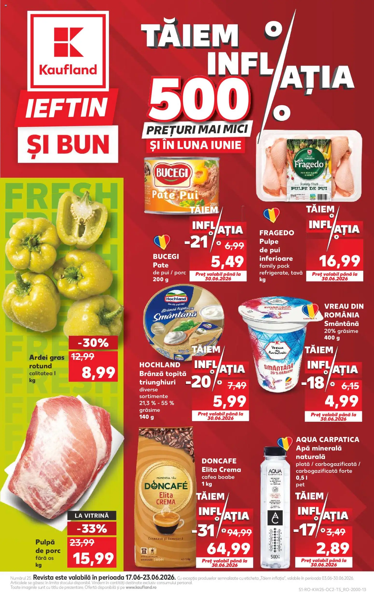 Noul catalog Kaufland – valabil de la 17.06.2026 | Pagină: 1 | Produse: Yazı tahtası kalemi, Pate, Brânză, Smântână