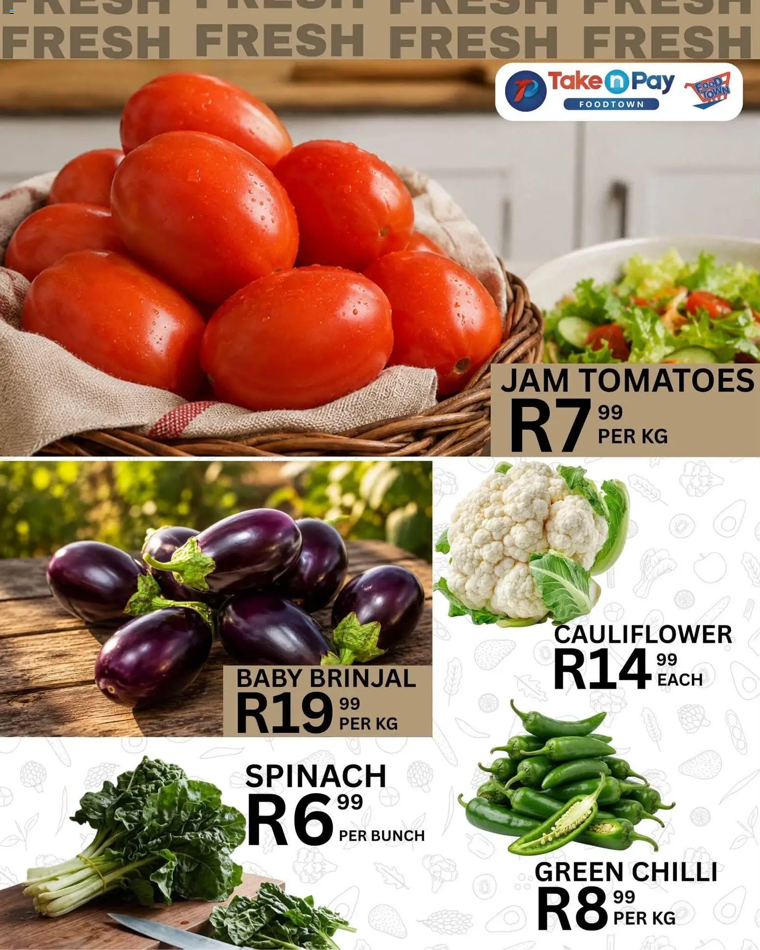 New Take n Pay catalogue – valid from 28/08/2026 | Page: 18 | Products: Cauliflower, Jam, Tomatoes, Chilli