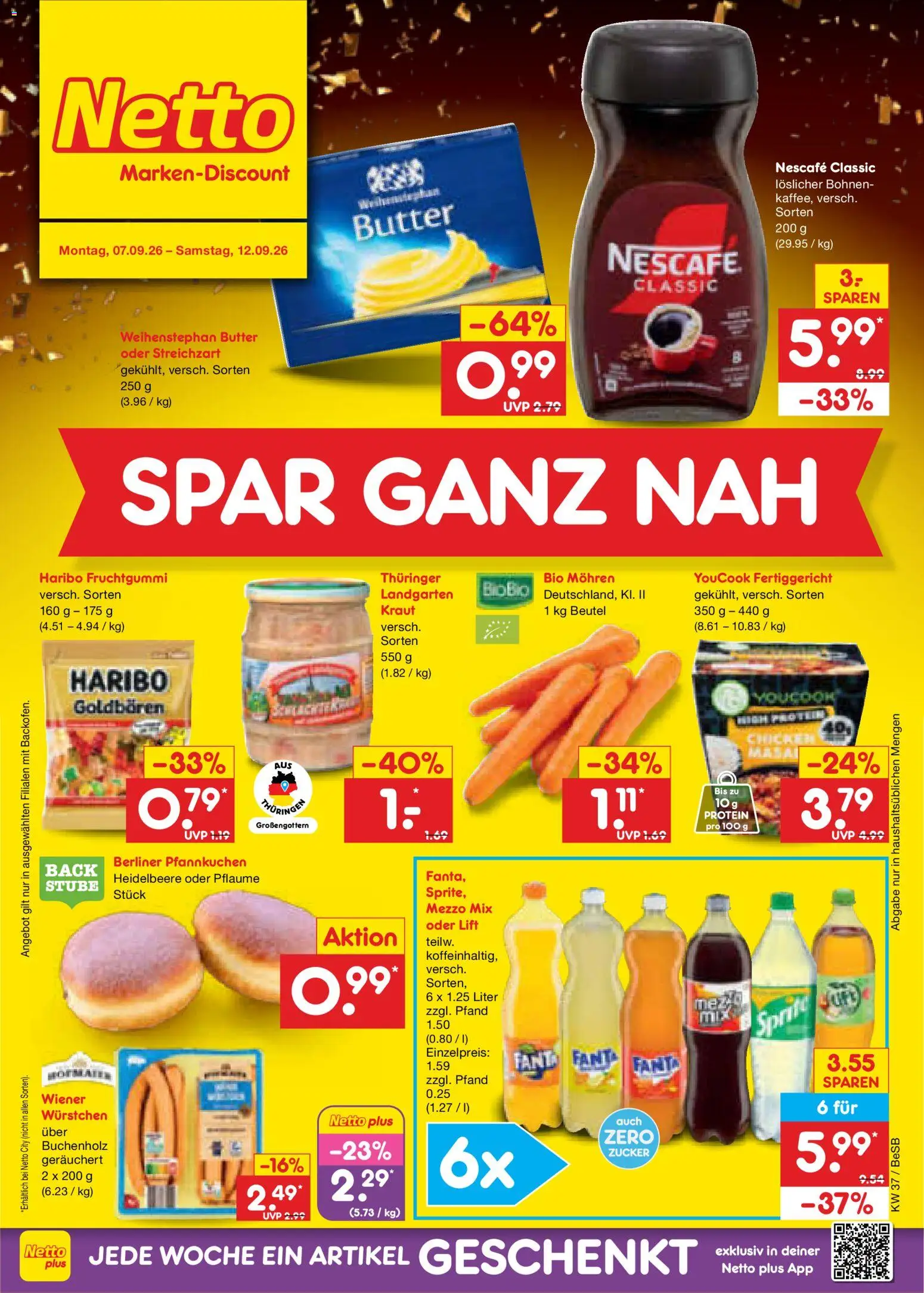 Netto Marken-Discount Prospekt – gültig ab 07.09.2026 | Seite: 1 | Produkte: Berliner, Fanta, Mohren, Zucker