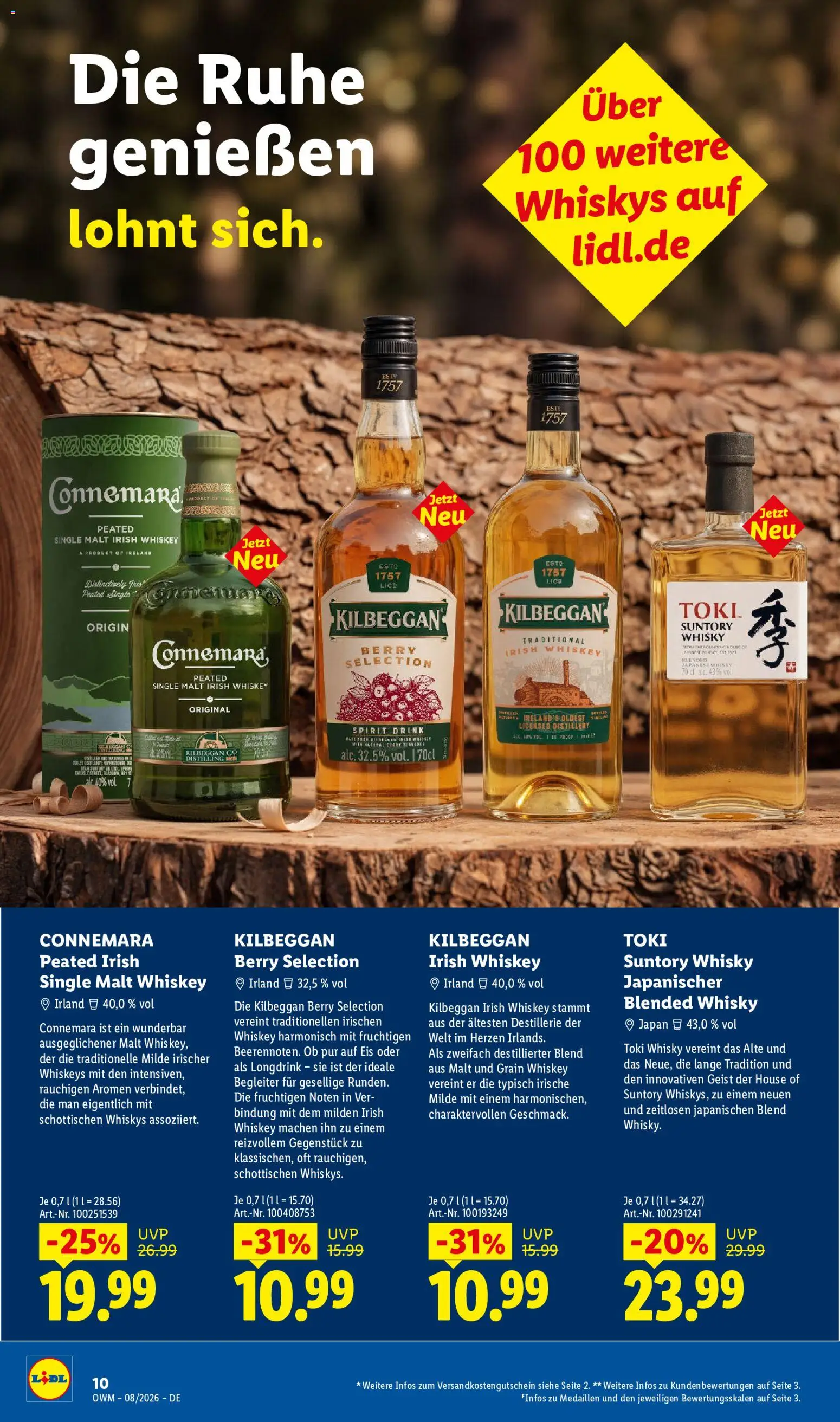 Lidl Prospekt Wein & Spirituosen – gültig ab 01.08.2026 | Seite: 10 | Produkte: Whisky, Whiskey, Eis
