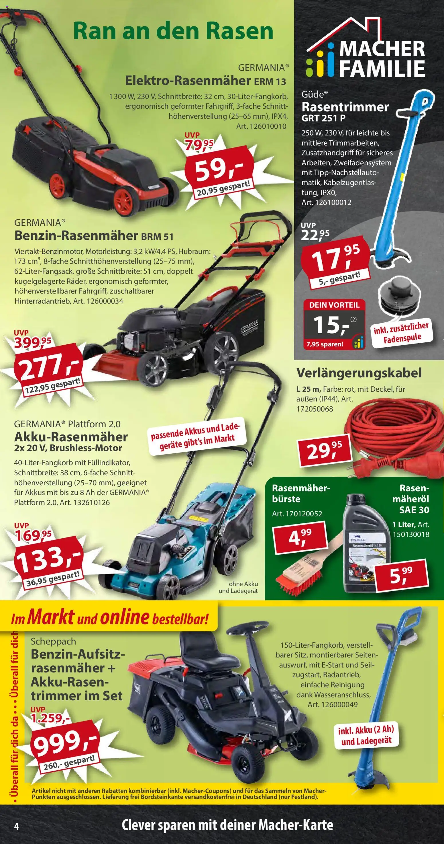 Sonderpreis Baumarkt Prospekt 	 – gültig ab 23.05.2026 | Seite: 4 | Produkte: Rasenmäher, Bürste, Ladegerät