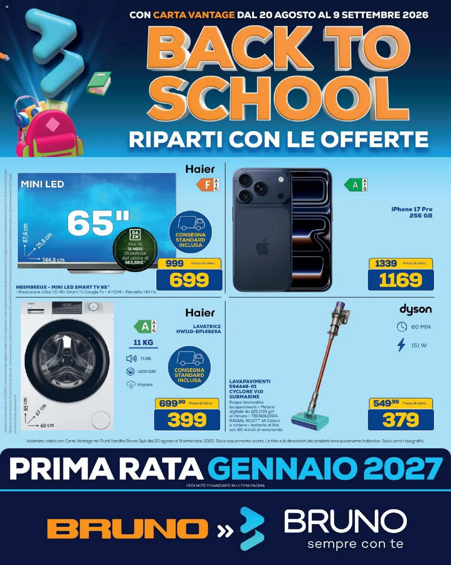 Volantino BRUNO del 20/08/2026 | Pagina: 2 | Prodotti: Iphone, smart TV, Dyson, Batteria