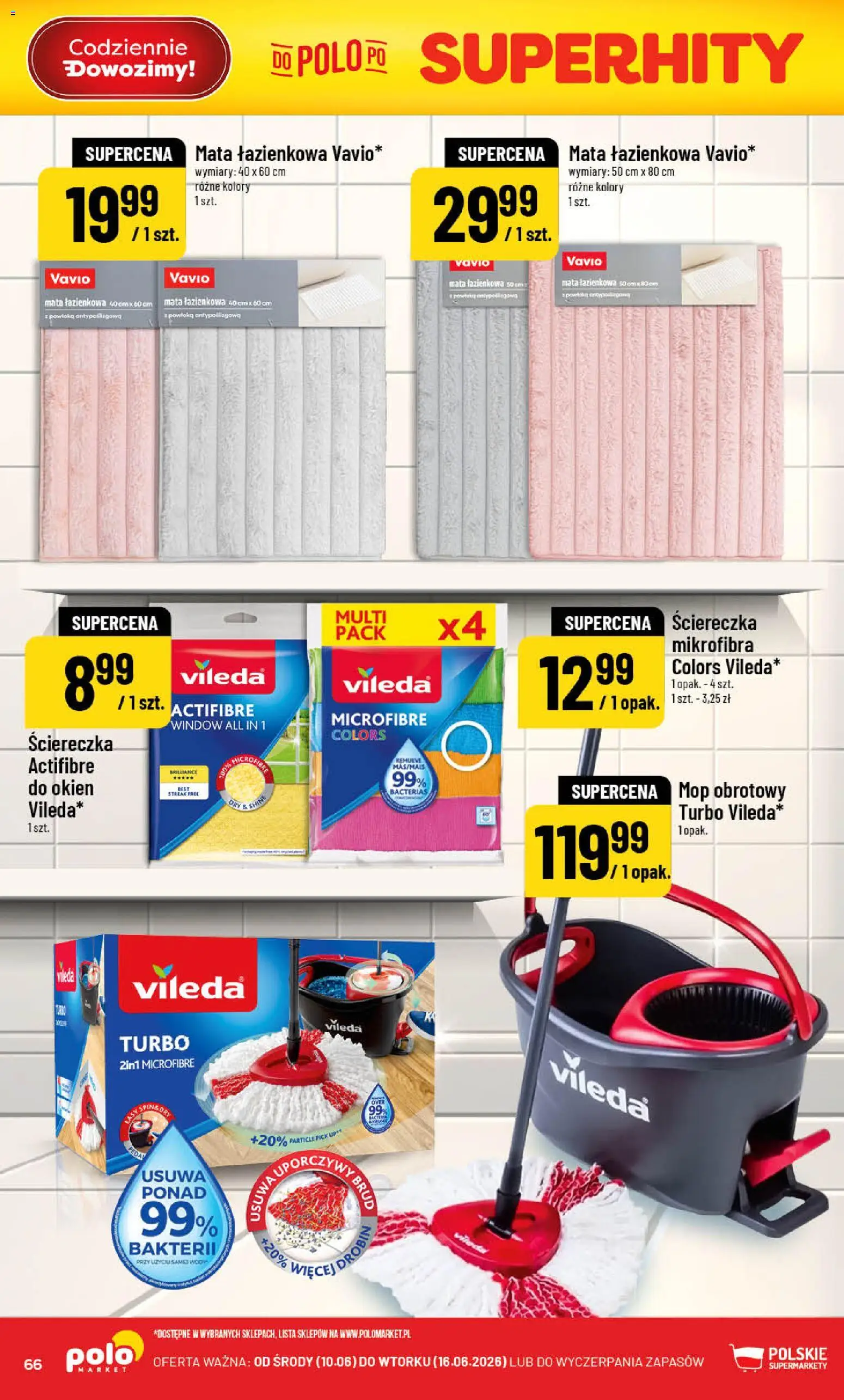 POLOmarket gazetka od 10.06.2026 | Strona: 66 | Produkty: Mop obrotowy, Vileda, Mata łazienkowa