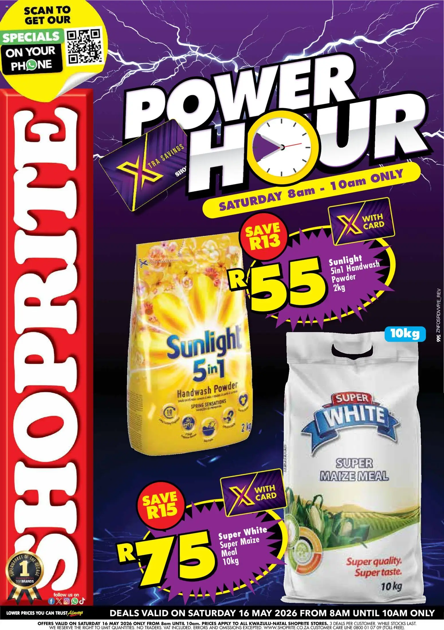 New Shoprite catalogue – valid from 16.05.2026 | Page: 1 | Products: Phone, Handwash, Maize meal, Powder
