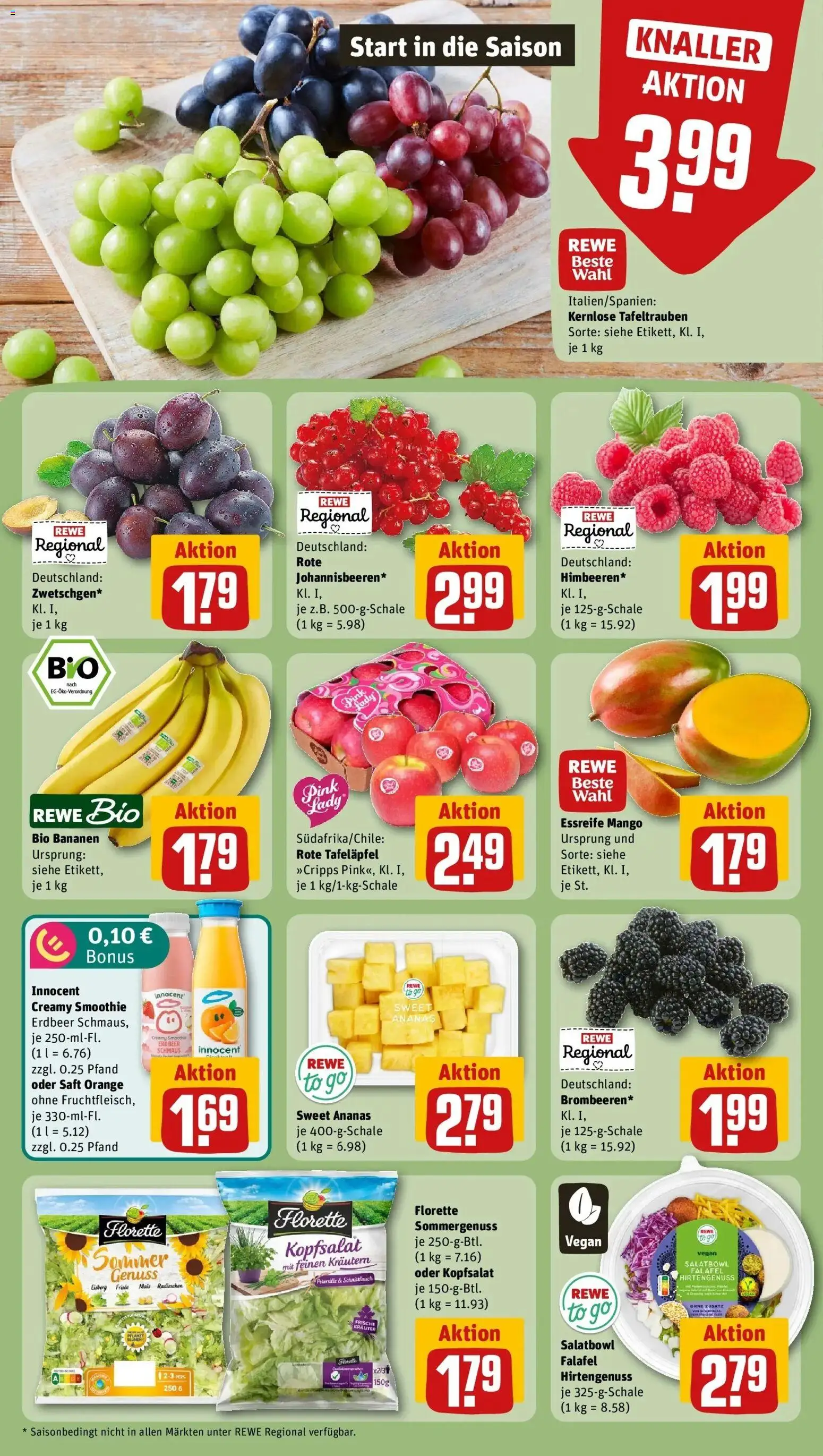 REWE Prospekt ab 03.08.2026 zum Blättern » Angebote | Seite: 6 | Produkte: Bananen, Ananas, Mango, Saft