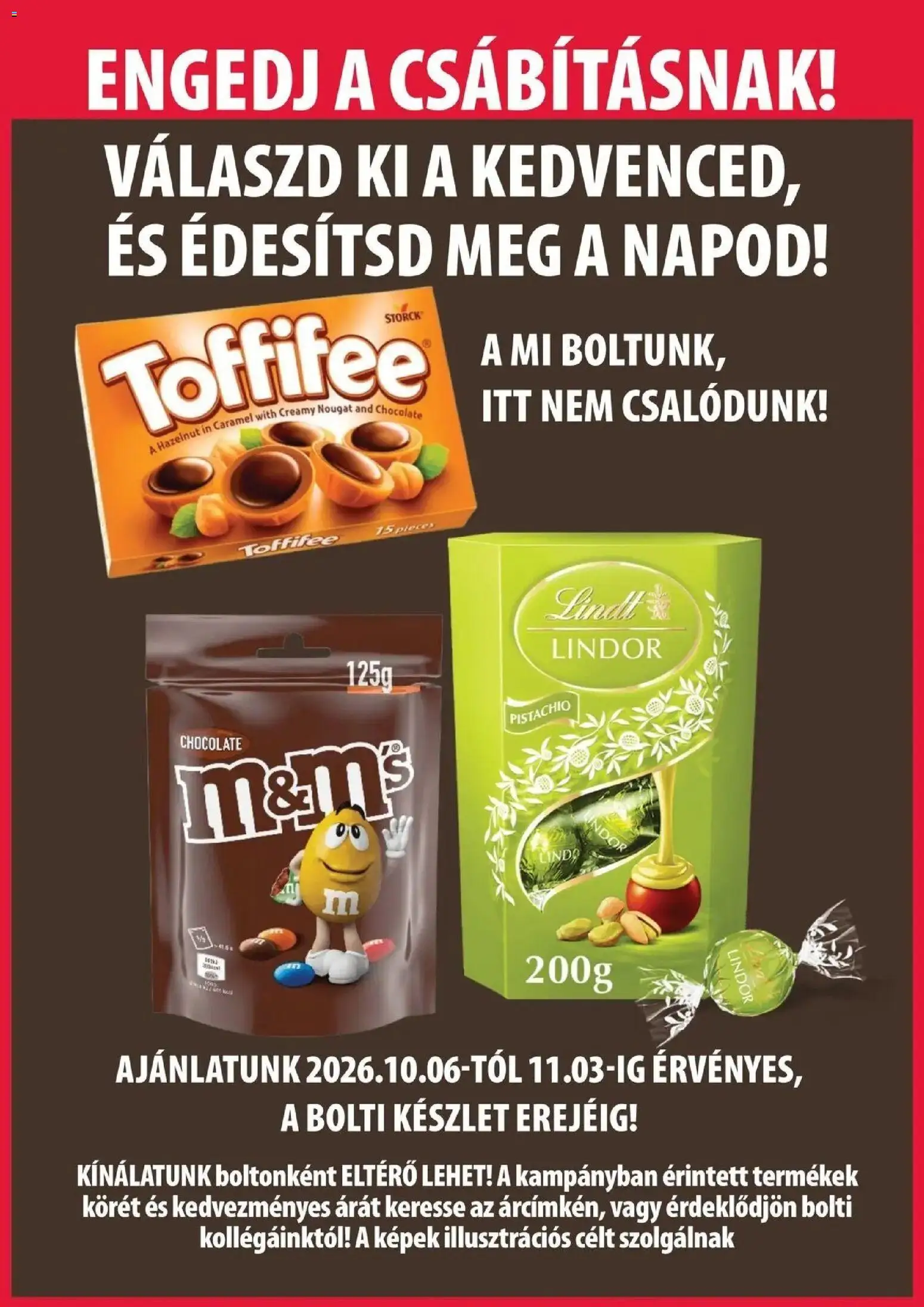 COOP Szolnok akciós ujság - amely érvényes a következő dátumtól: 2026.10.15. | Oldal: 6 | Termékek: M&M’s, Lindor, Lindt, Toffifee