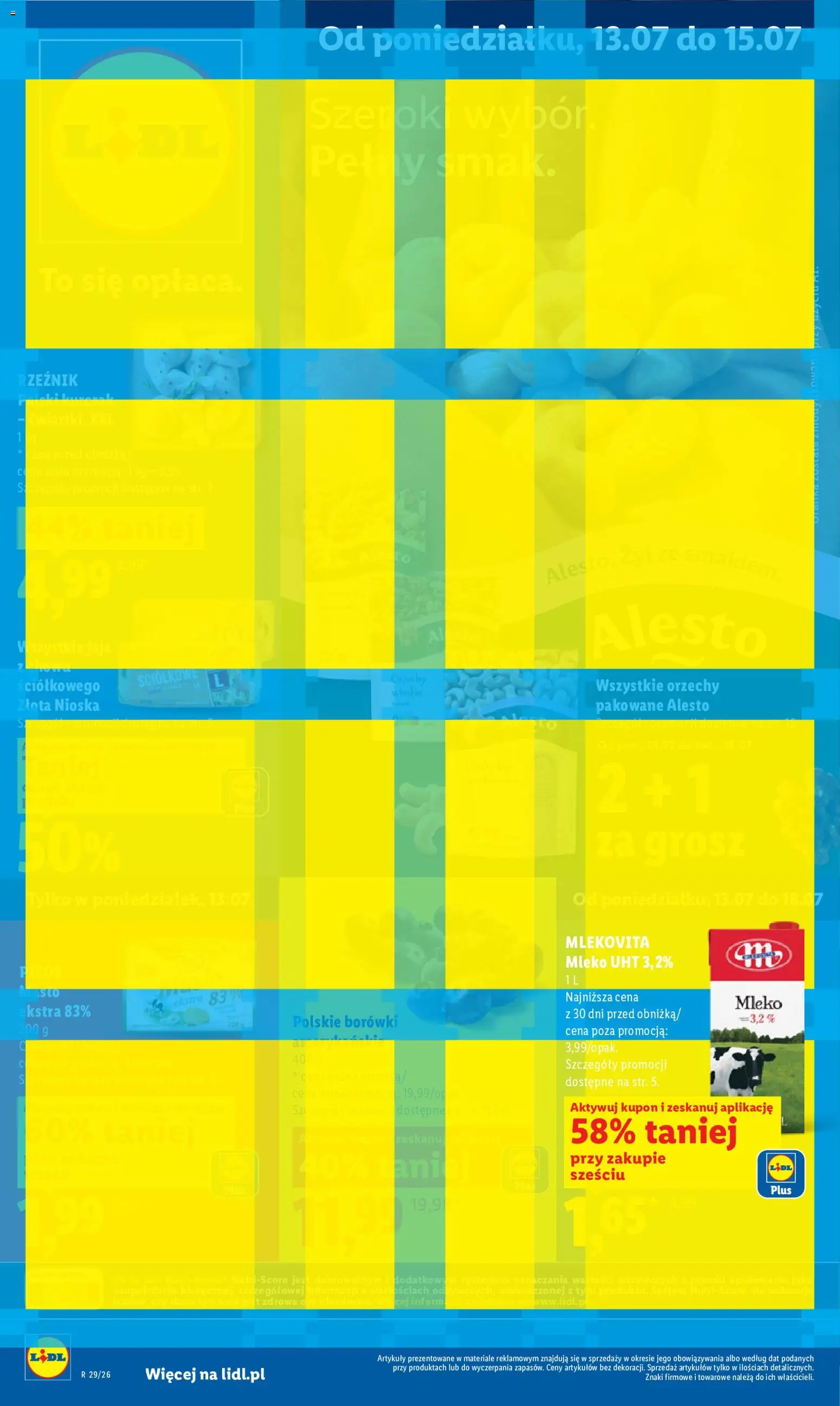 Lidl gazetka od 13.07.2026 | Strona: 1 | Produkty: Kurczak, Orzechy włoskie, Mleko, Orzechy