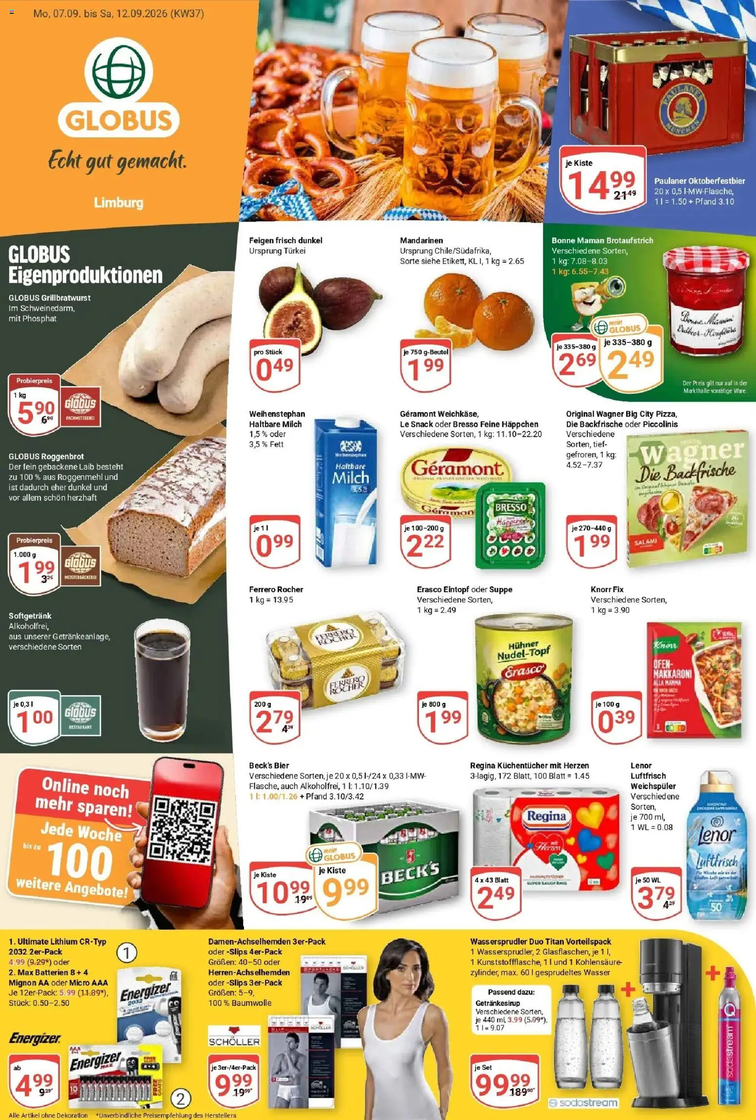 Globus Prospekt Limburg – gültig ab 07.09.2026 | Seite: 3 | Produkte: Lenor, Haltbare milch, Bresso, Weichspüler