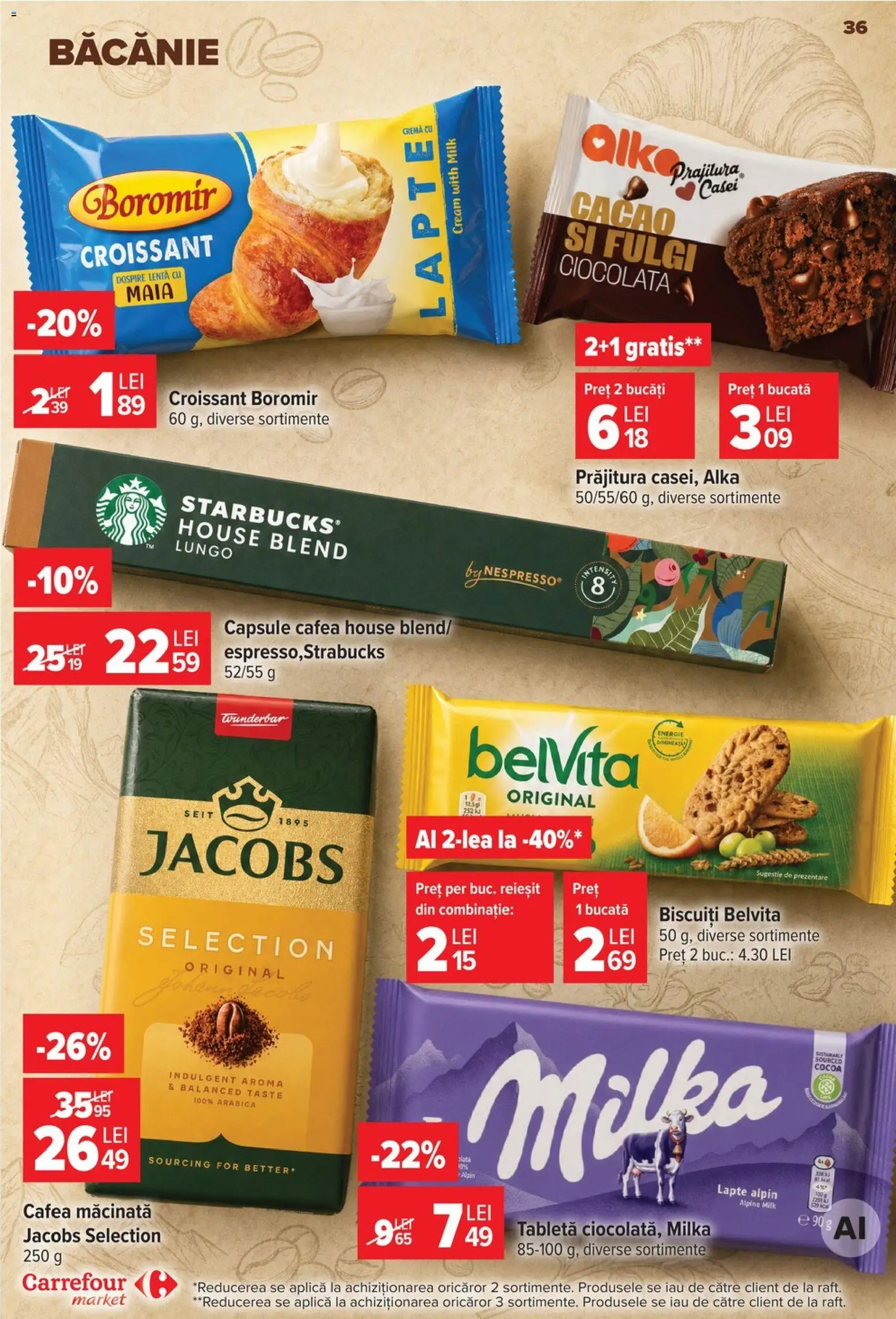 Noul catalog Carrefour – valabil de la 26.08.2026 | Pagină: 36 | Produse: Prăjitură, Cafea, Ciocolată, Fulgi