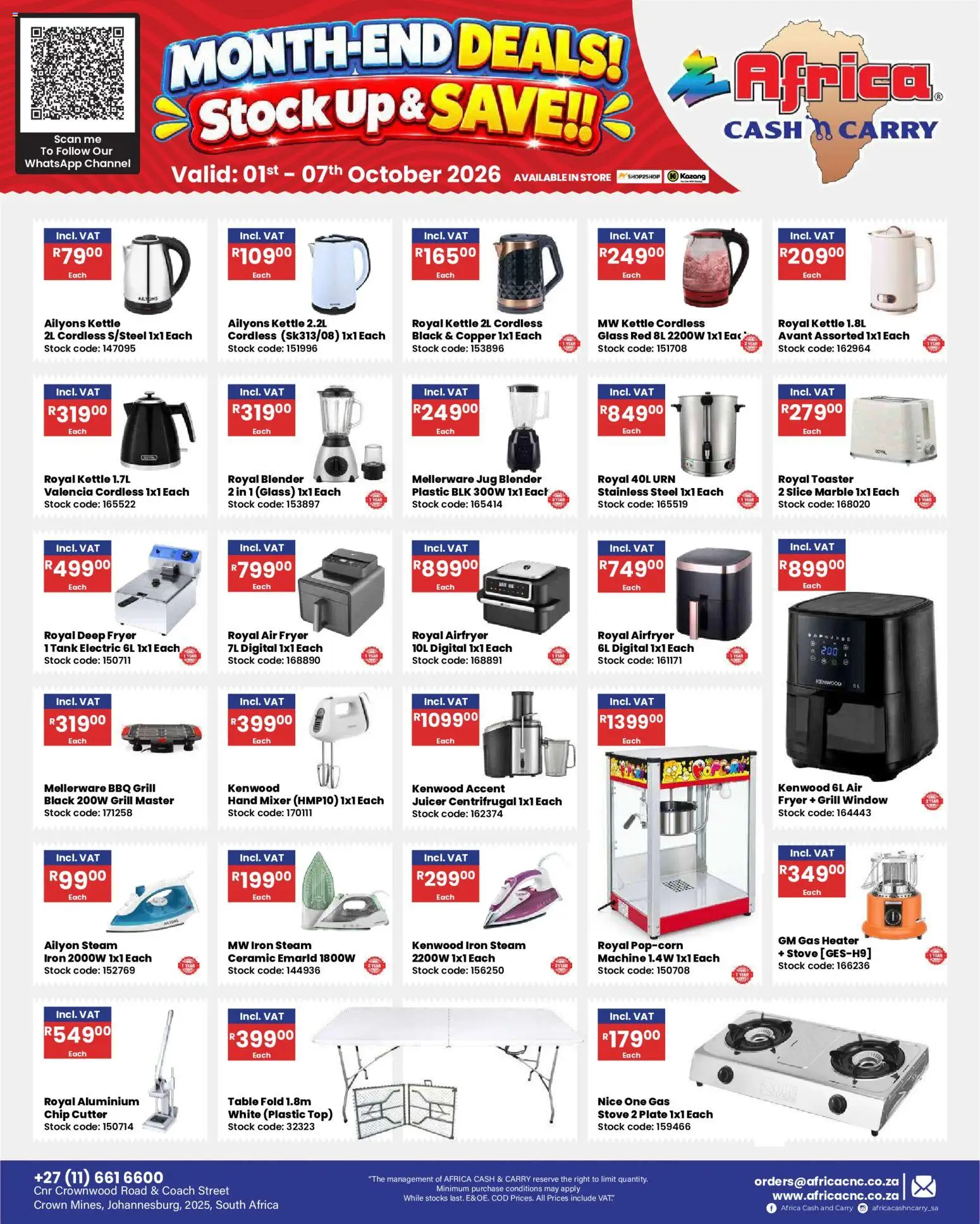 New Africa Cash & Carry catalogue – valid from 01/10/2026 | Page: 34 | Products: Grill, Mixer, Fryer, Air fryer