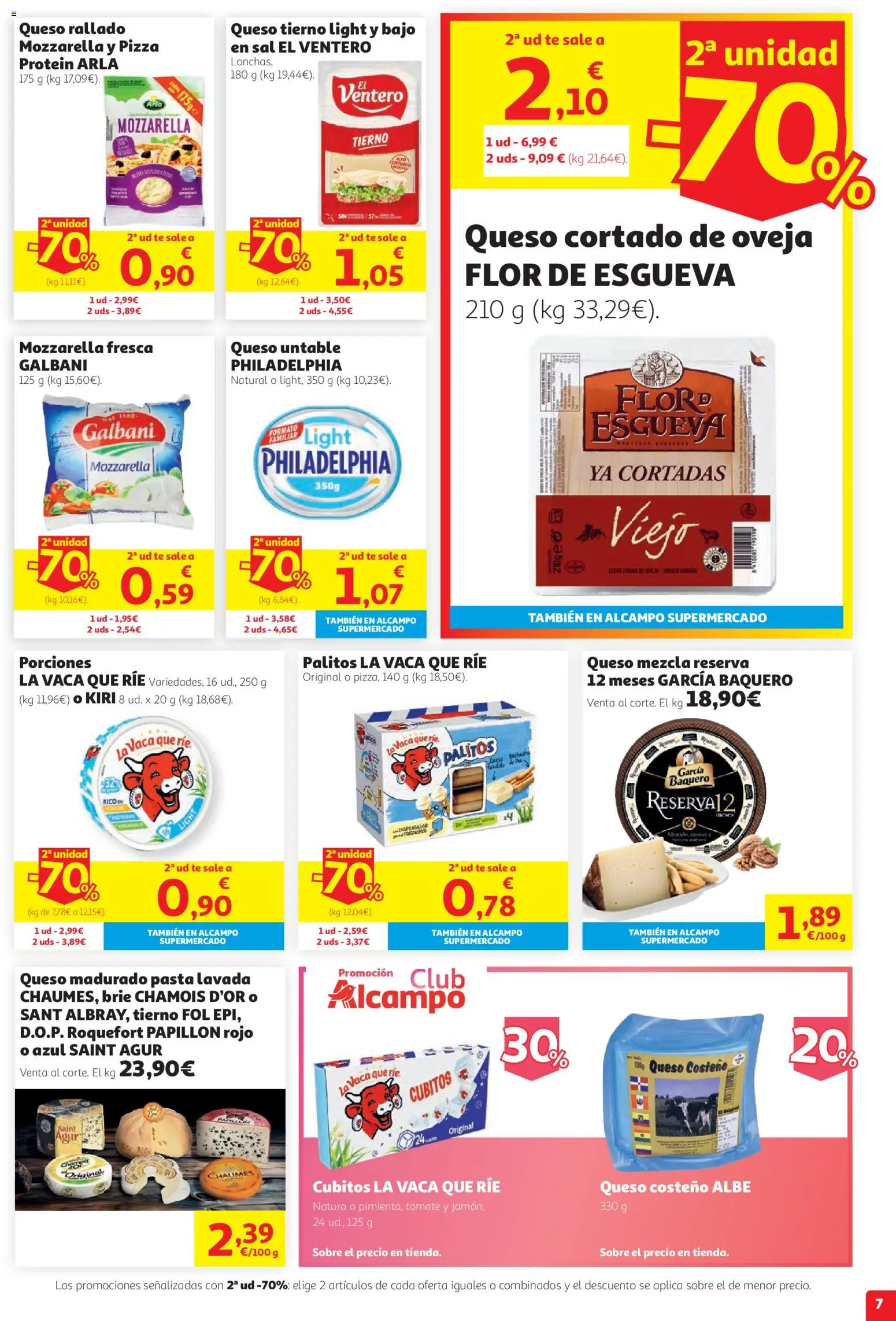 Alcampo HG Unico │ válido desde el 27/08/2026 | Página: 7 | Productos: Queso, Mozzarella, Pasta, Sal
