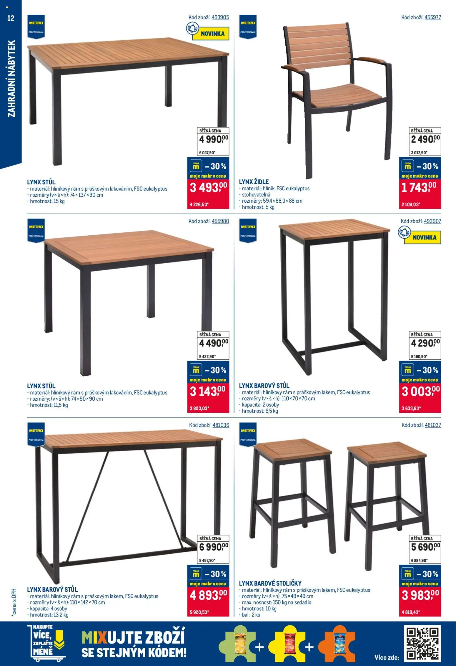 Makro leták - Venkovní vybavení 2 od 08.04.2026 | Strana: 12 | Produkty: Eukalyptus, Stůl, Židle, Zahradní nábytek