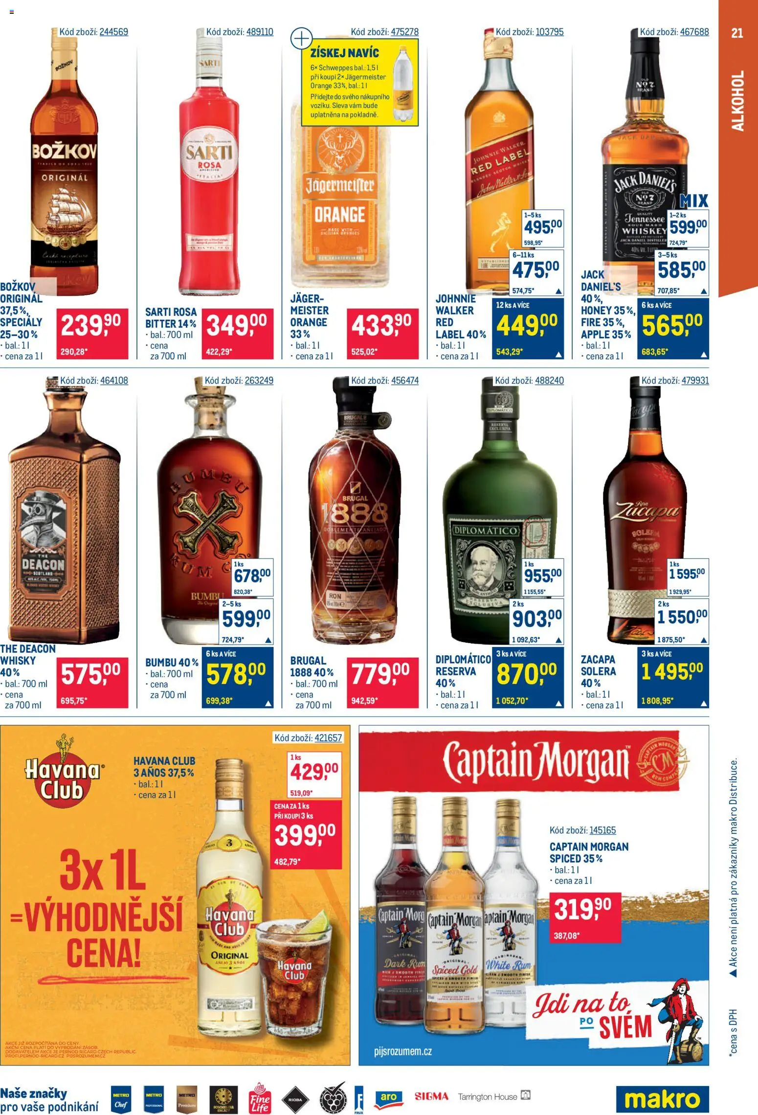 Makro leták - Gastronomie od 17.06.2026 | Strana: 21 | Produkty: Jägermeister, Diplomatico, Jäger, Zacapa